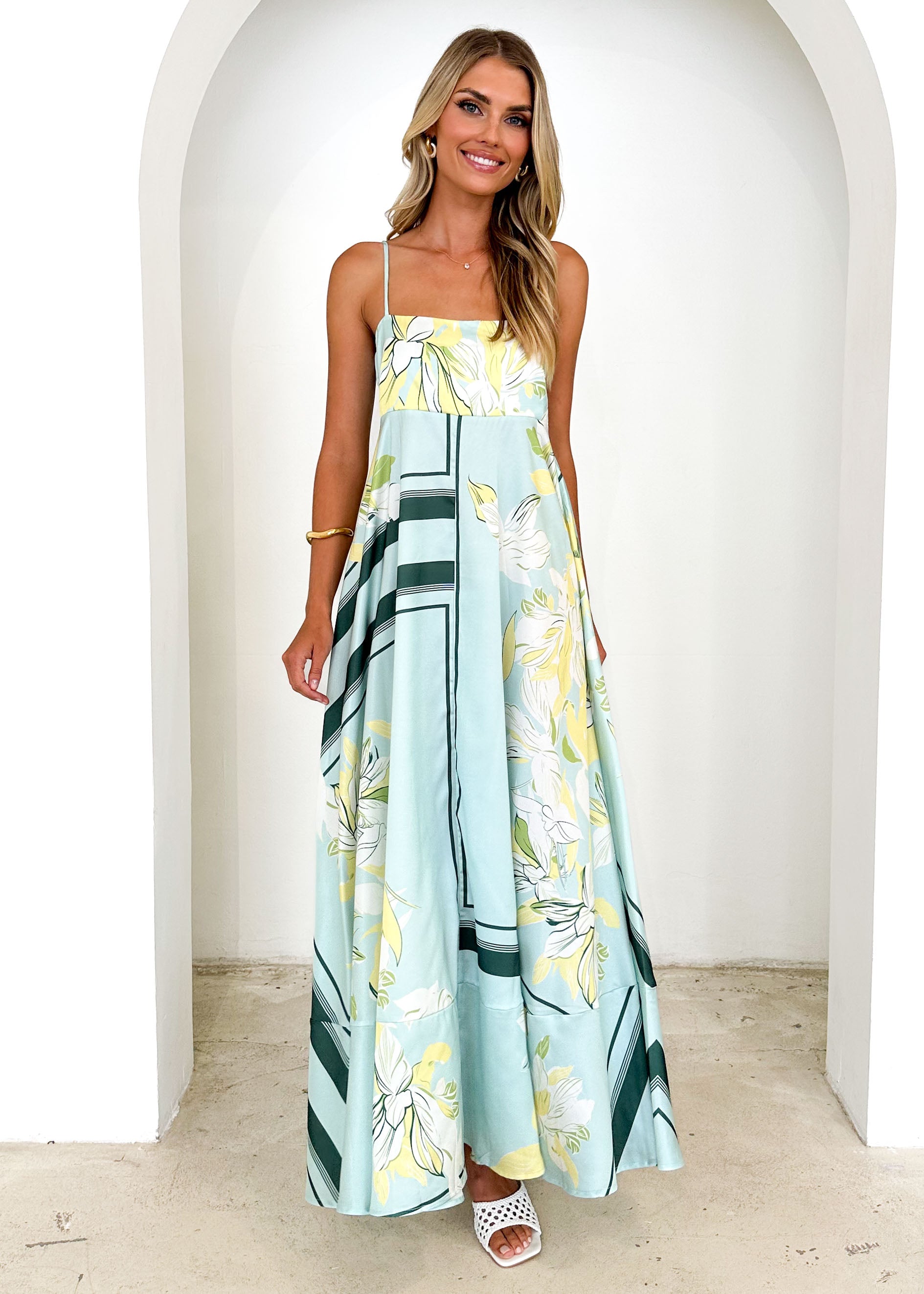 Elide Maxi Dress - Aqua Floral