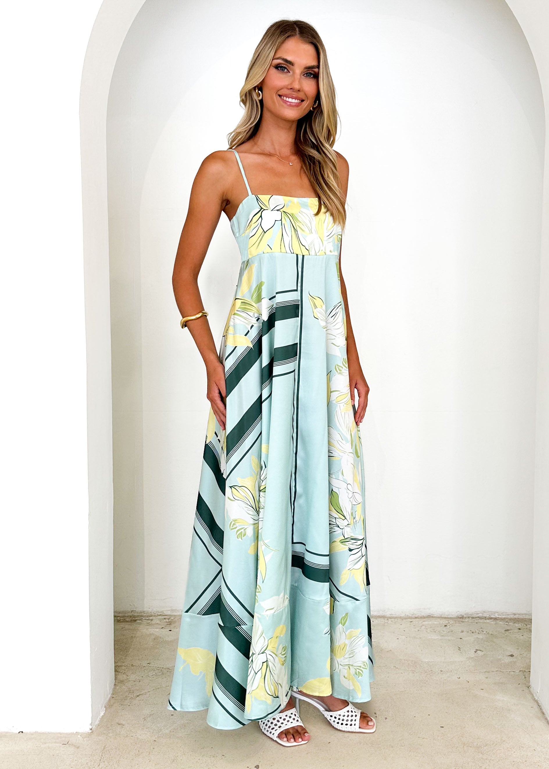 Elide Maxi Dress - Aqua Floral