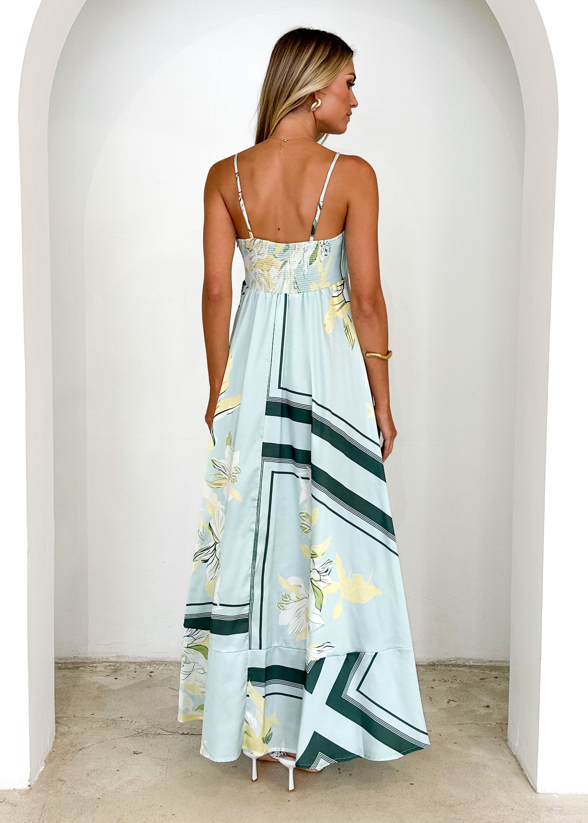 Elide Maxi Dress - Aqua Floral