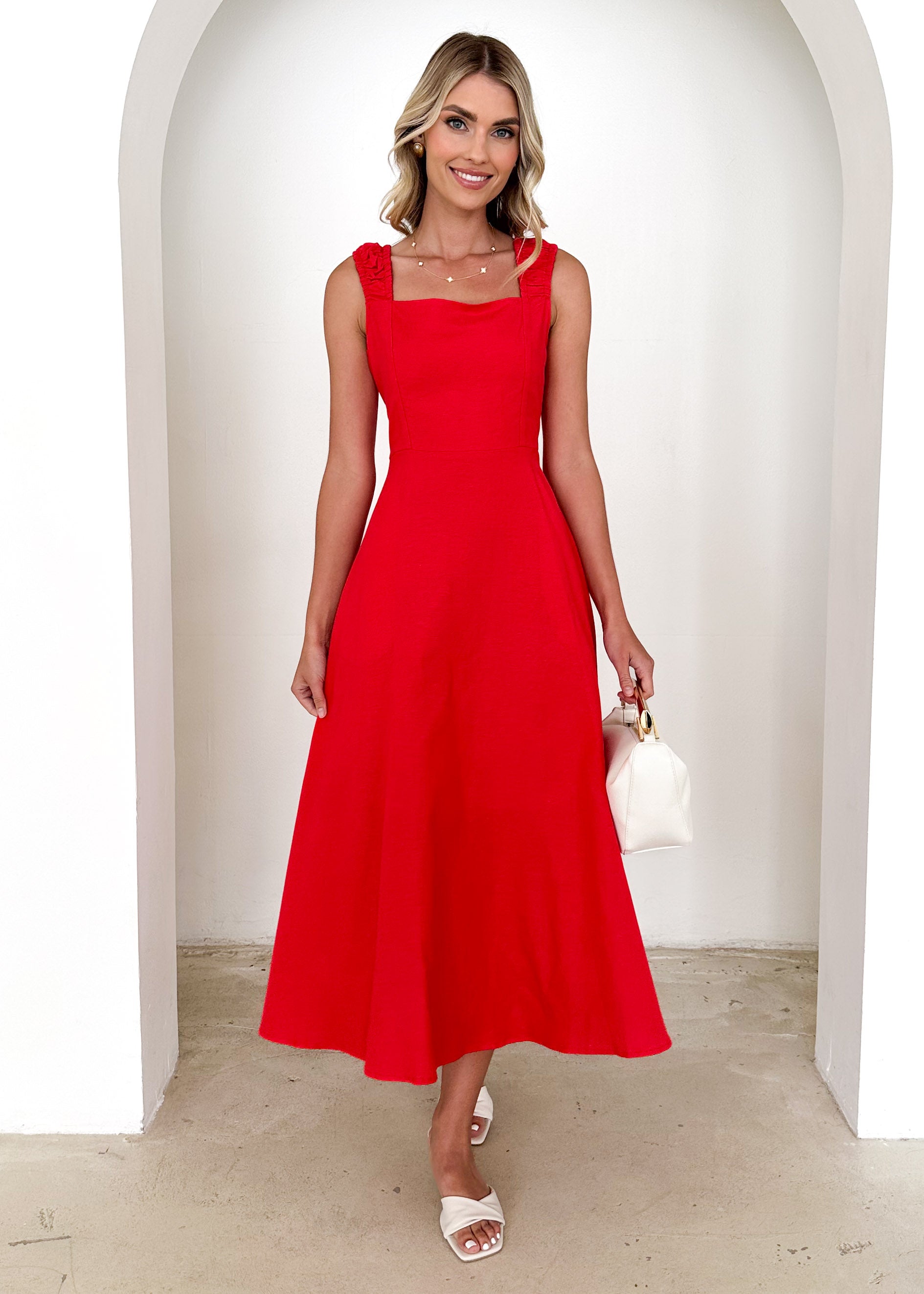 Lila Midi Dress - Red