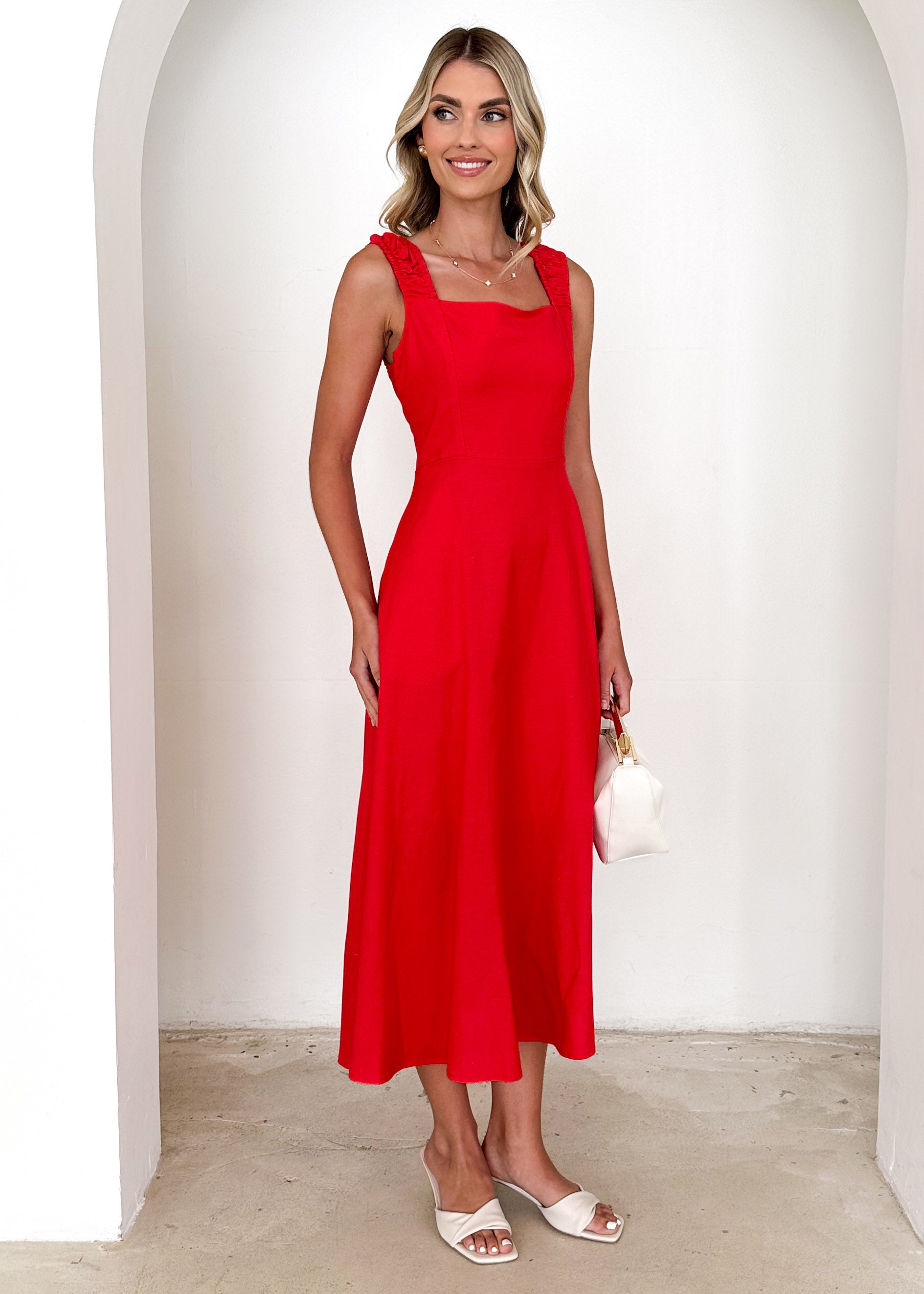 Lila Midi Dress - Red