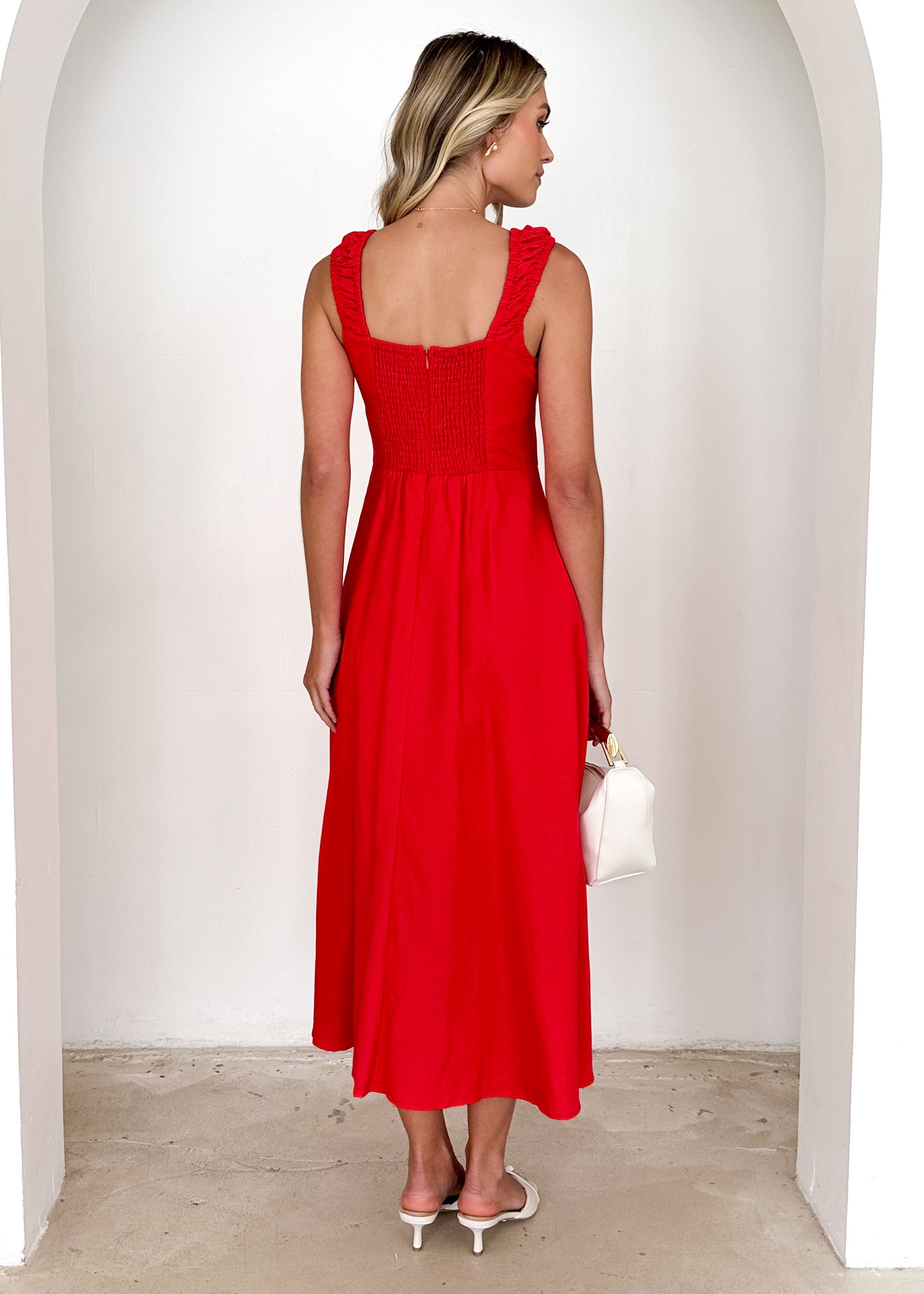 Lila Midi Dress - Red