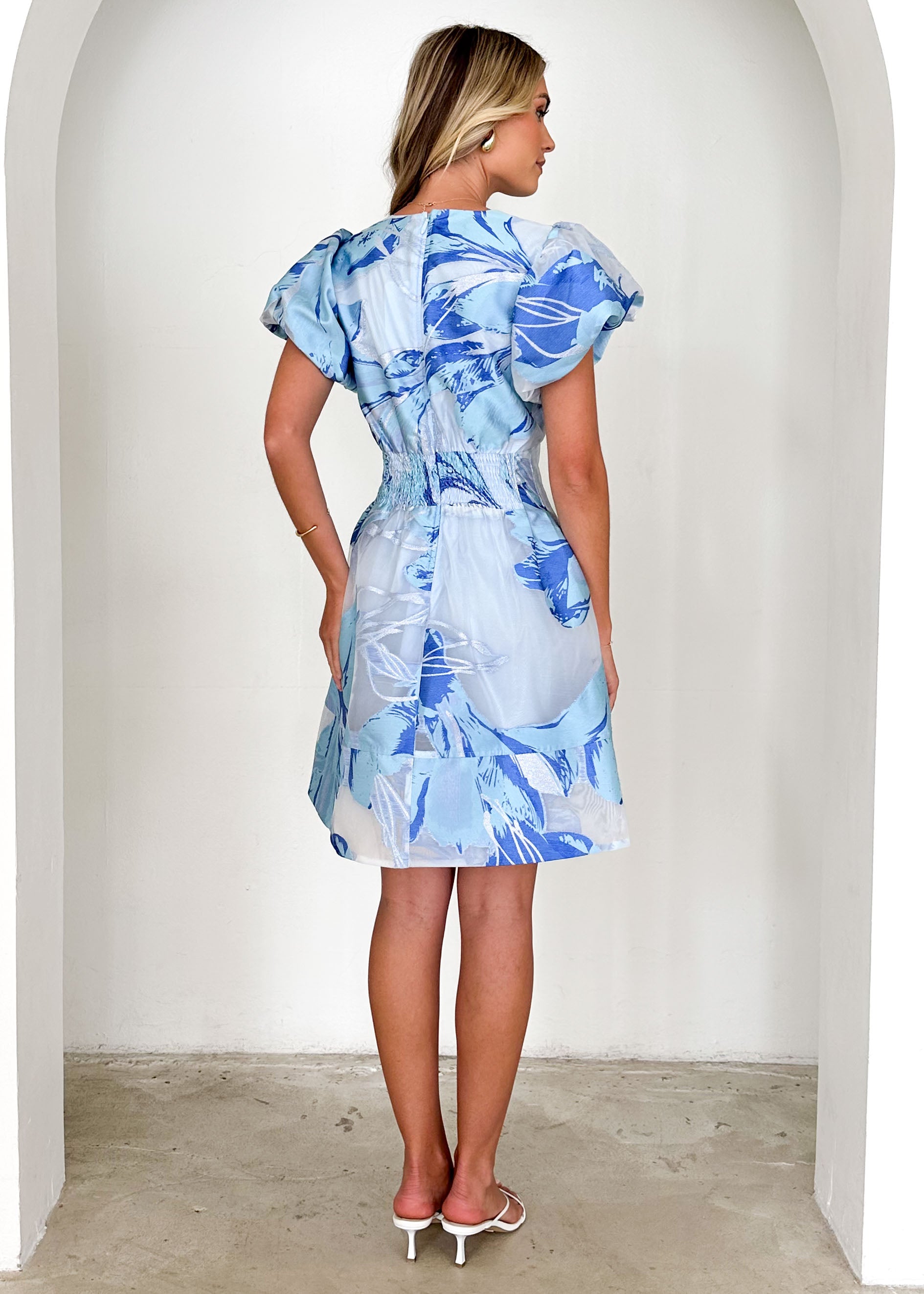 Dayna Dress - Sky Jacquard