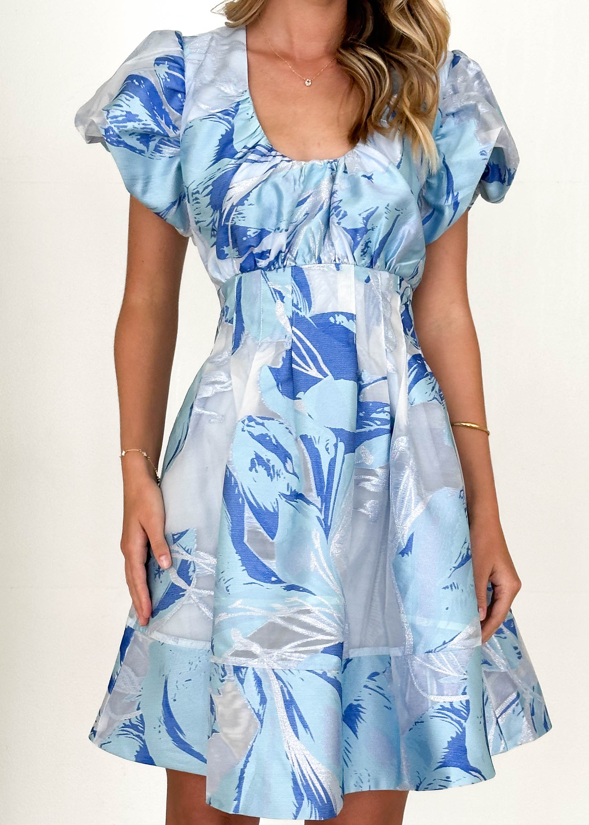 Dayna Dress - Sky Jacquard