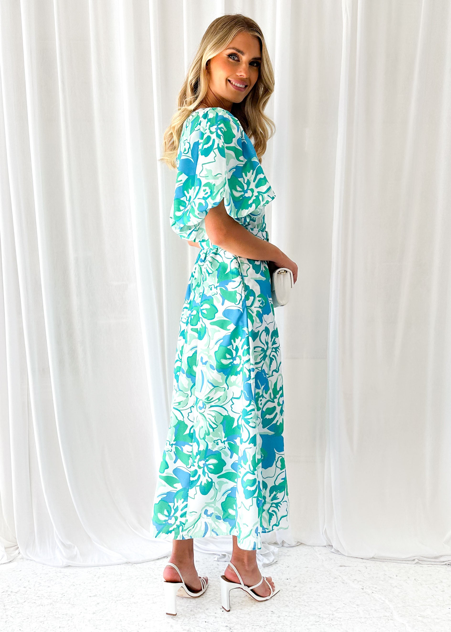 Andie Midi Dress - Mint Hibiscus