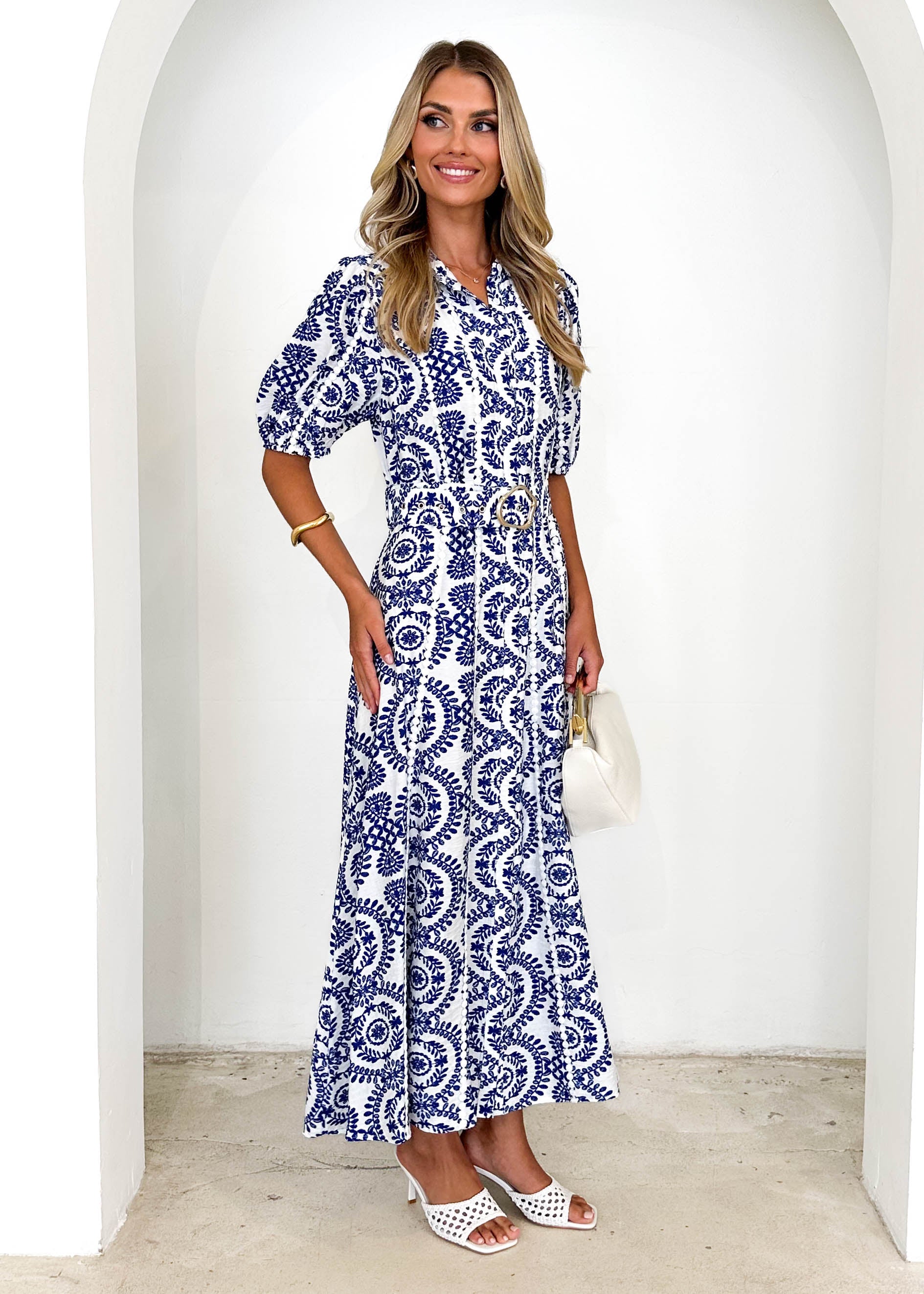 Kacy Maxi Dress - Navy Anglaise