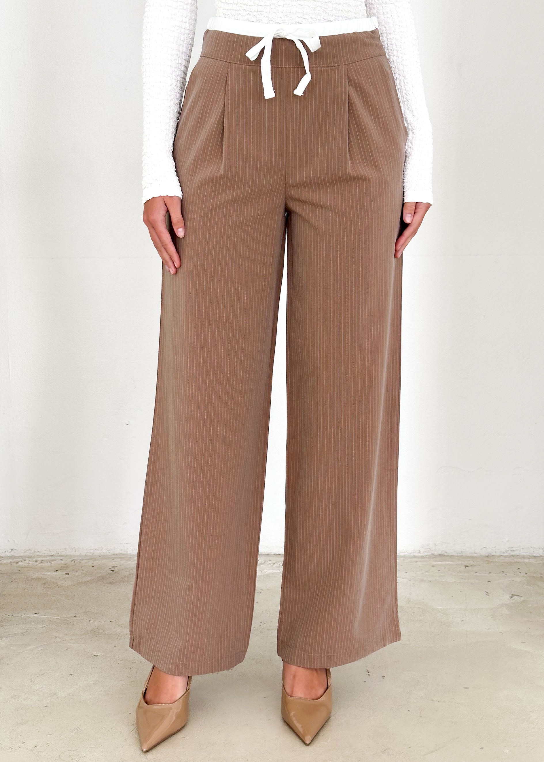 Sadra Pants - Brown Pinstripe