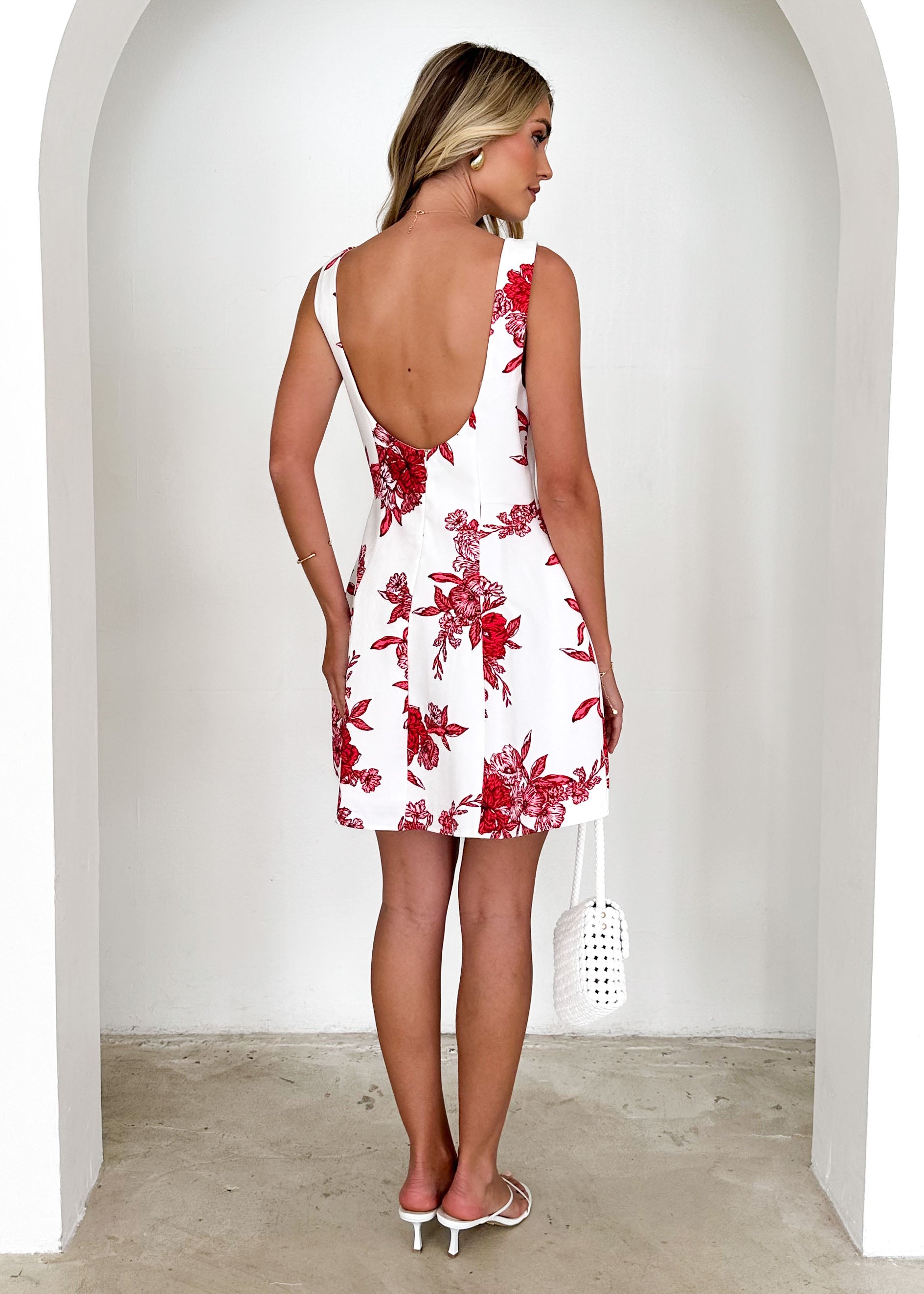 Clarissa Dress - Red Flowers