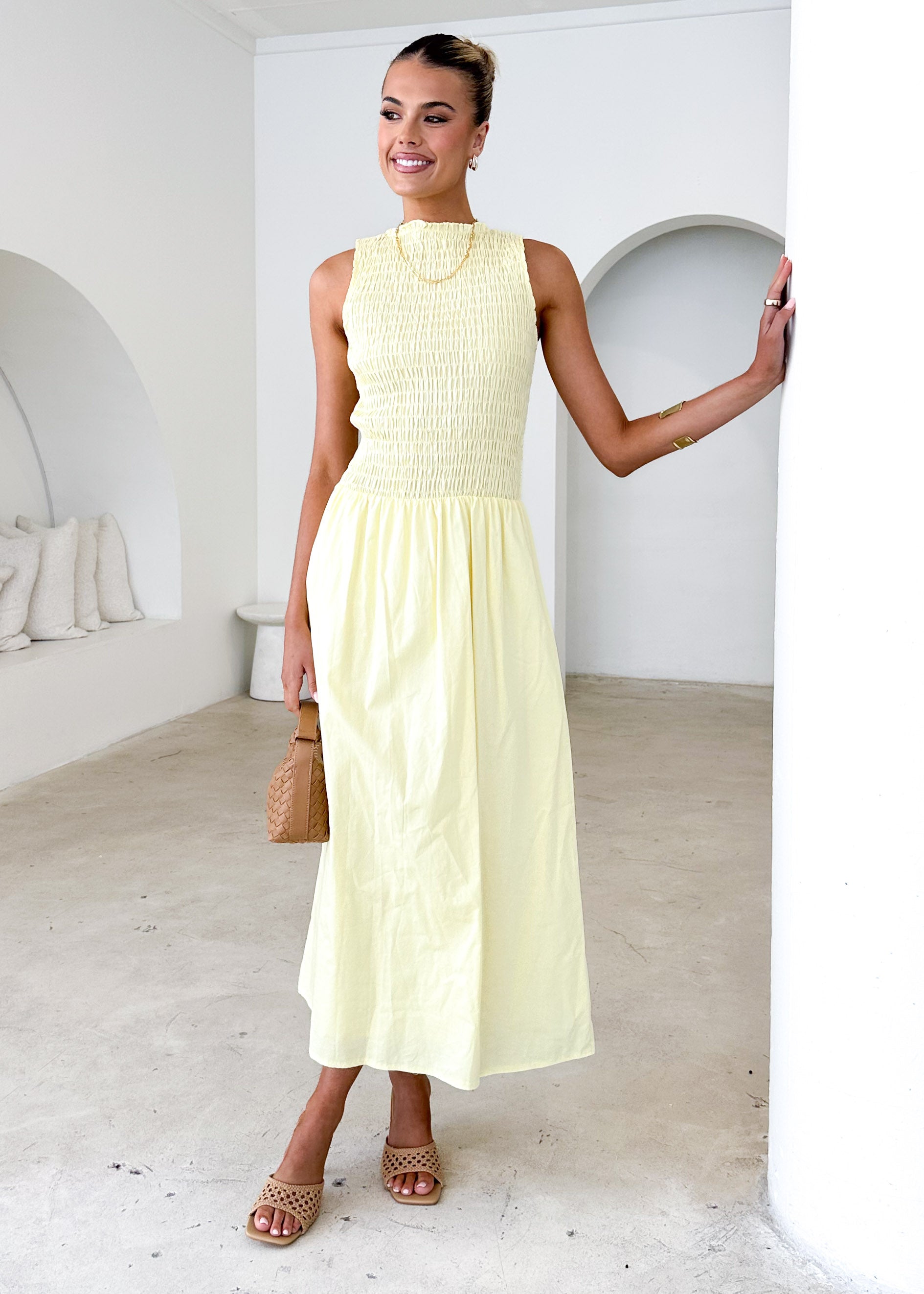 Brixton Midi Dress - Lemon