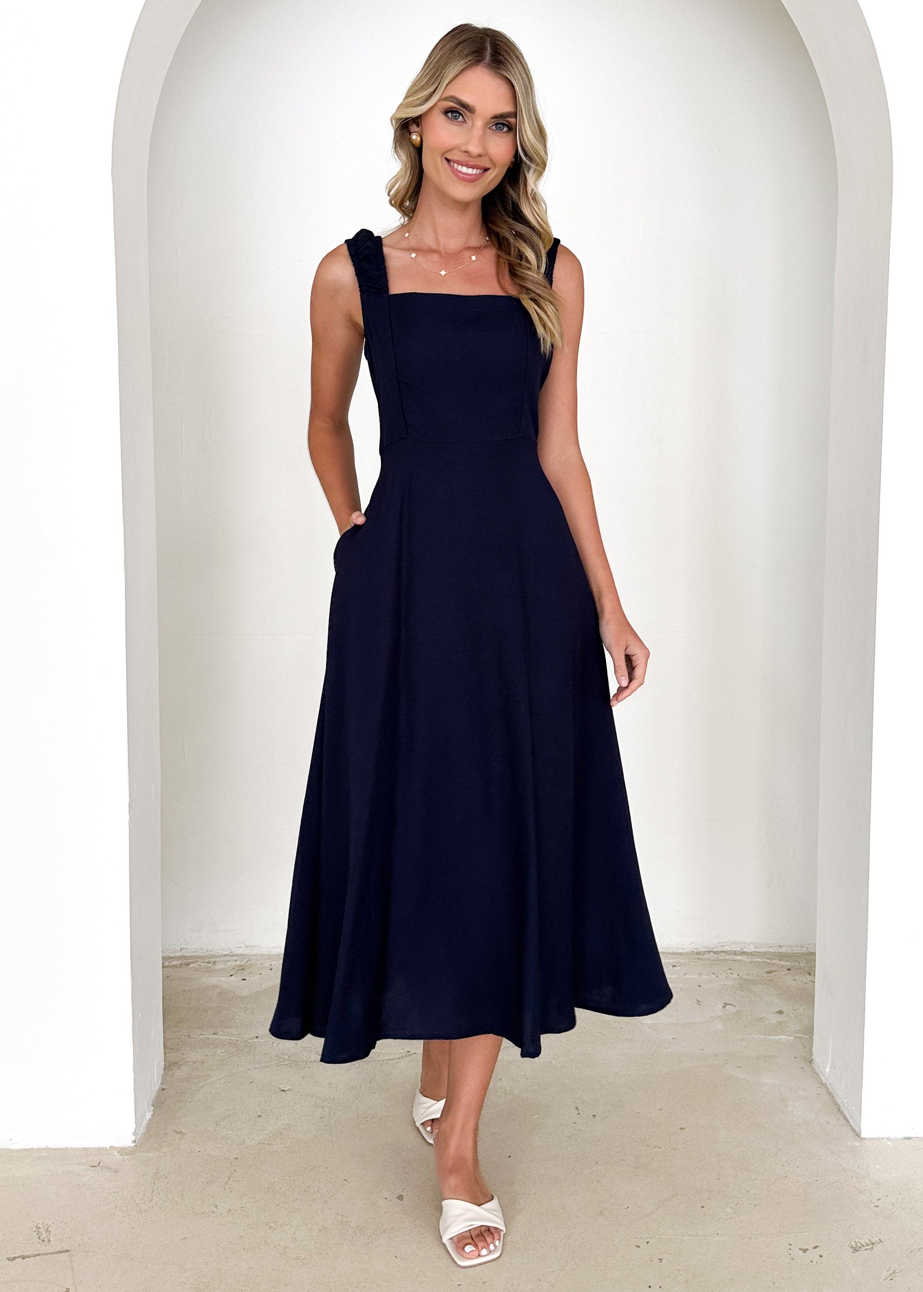 Lila Midi Dress - Navy