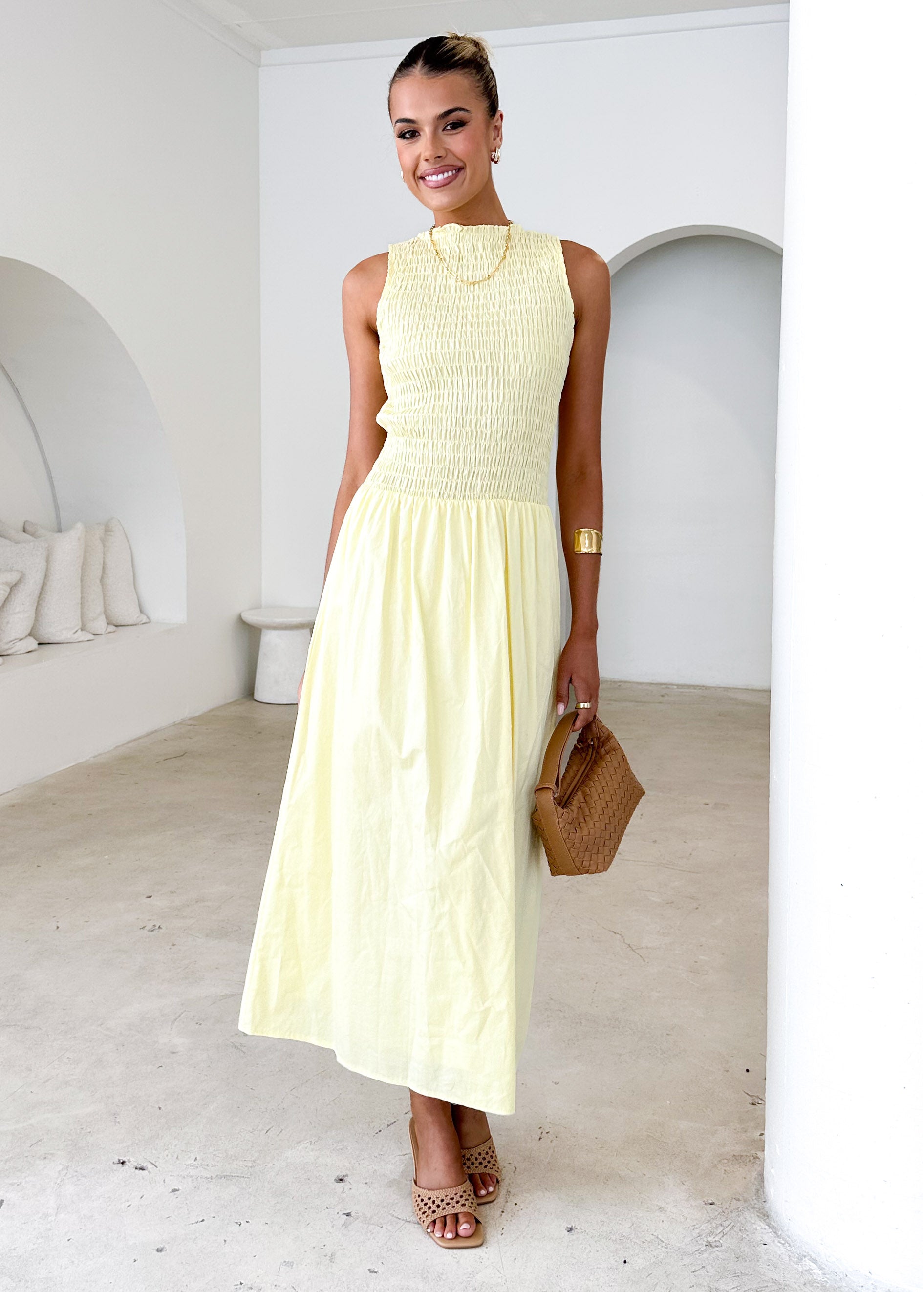 Brixton Midi Dress - Lemon