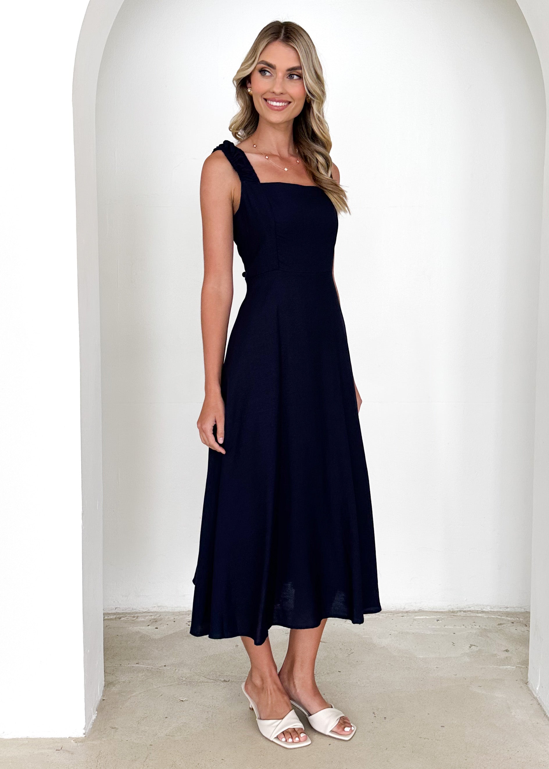 Lila Midi Dress - Navy