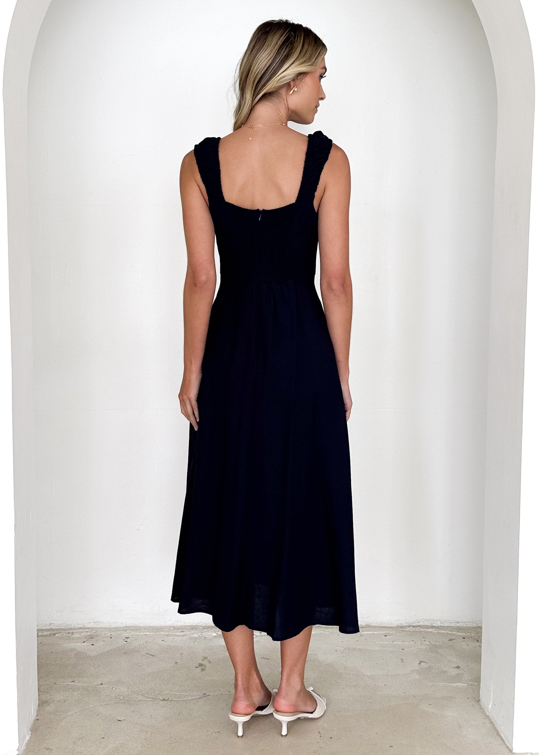 Lila Midi Dress - Navy