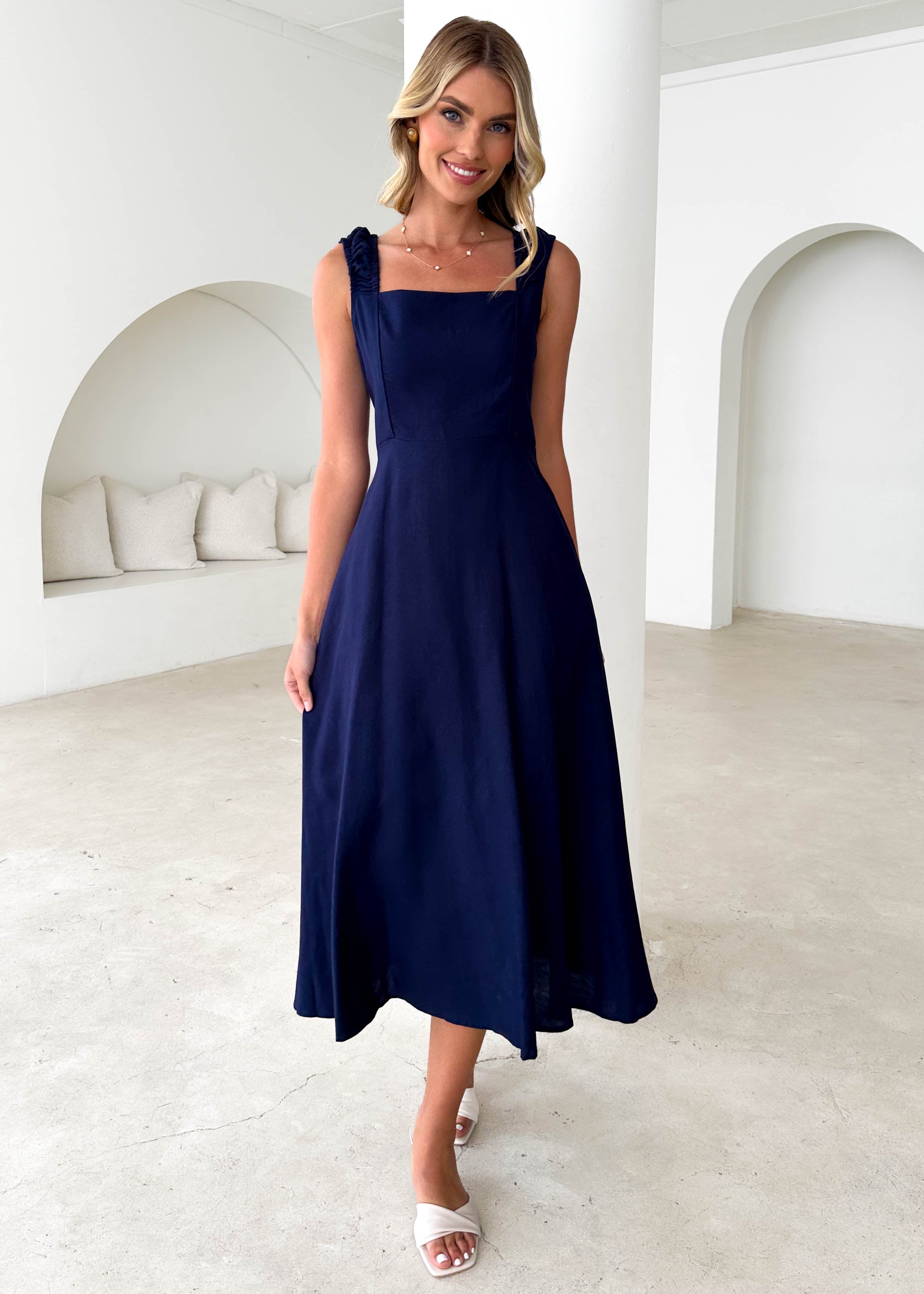 Lila Midi Dress - Navy