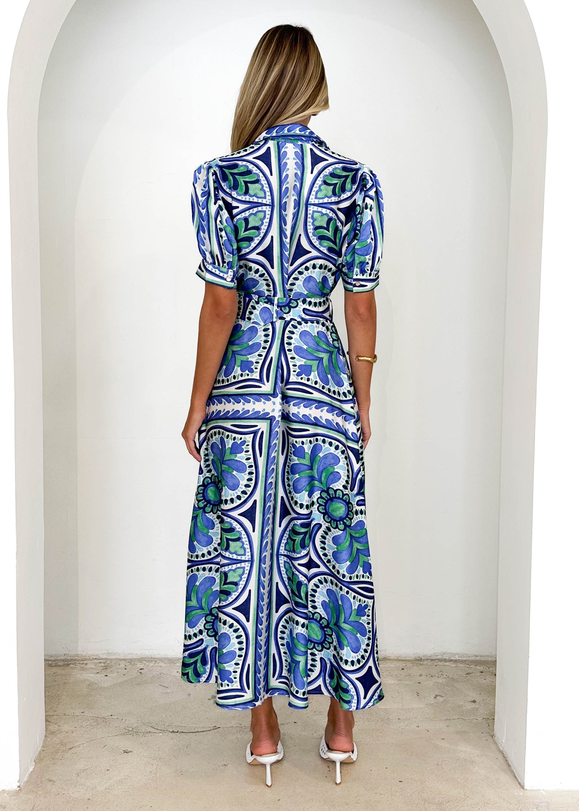 Houston Maxi Dress - Blue Abstract