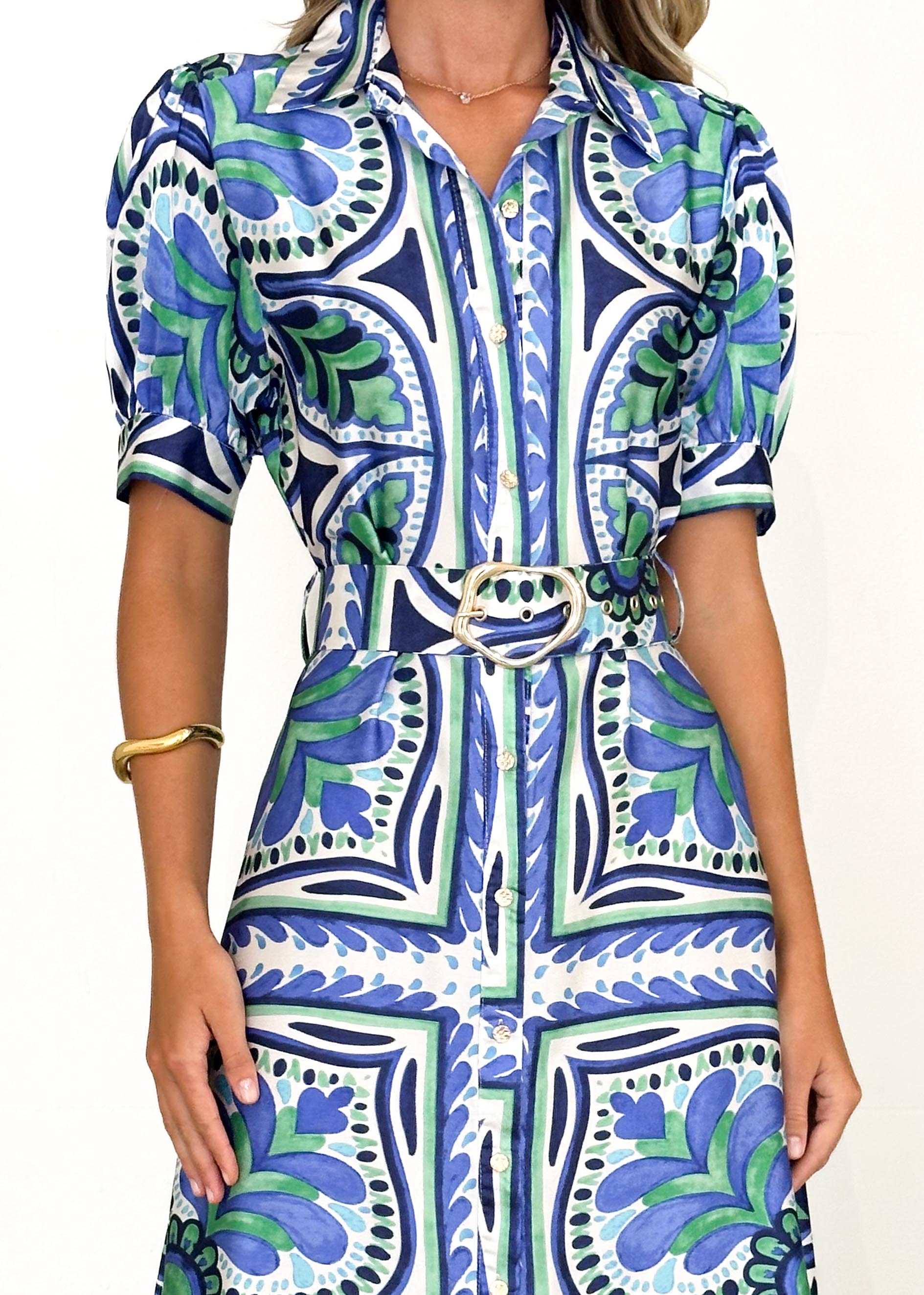 Houston Maxi Dress - Blue Abstract