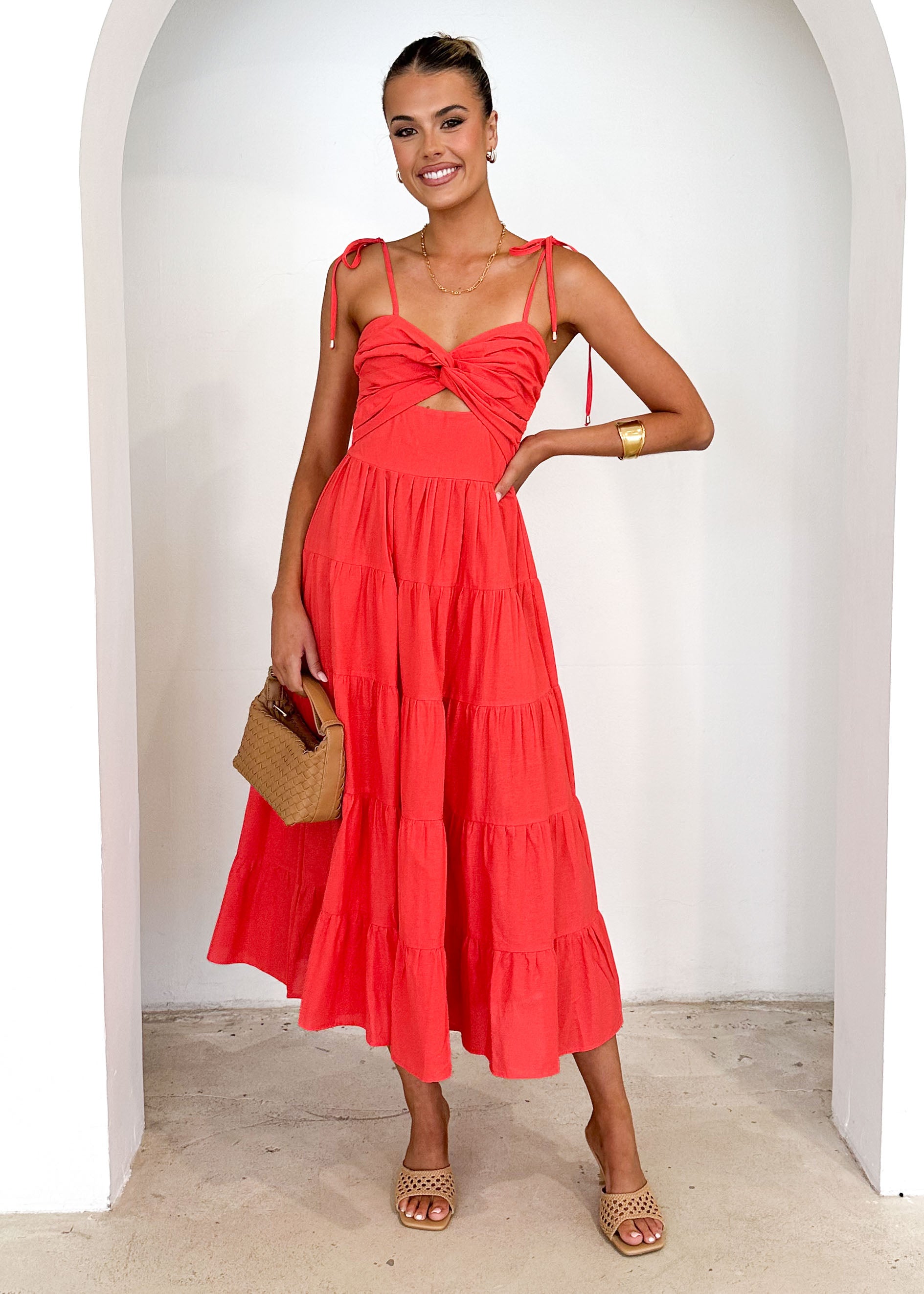 Tallia Midi Dress - Red