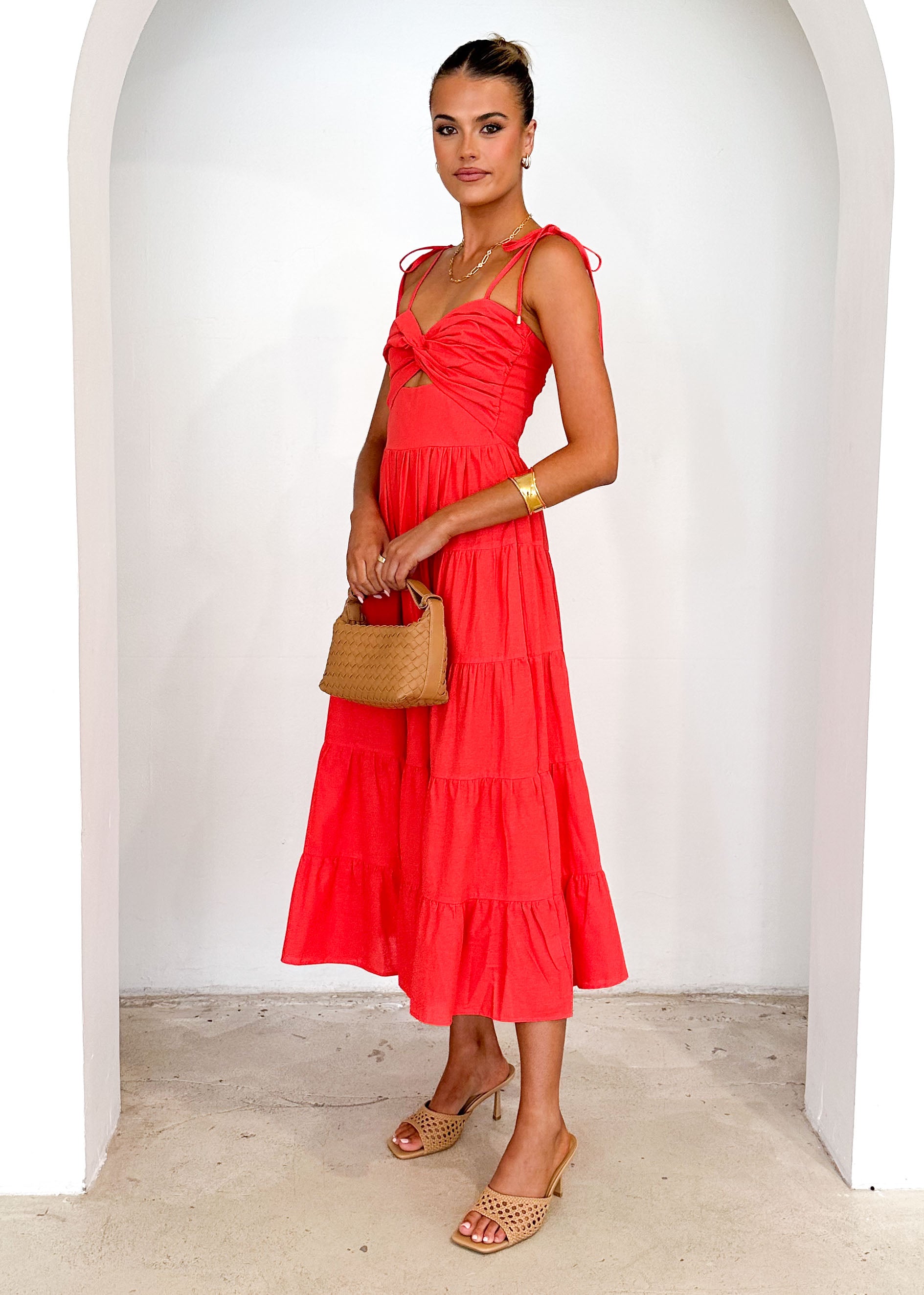 Tallia Midi Dress - Red