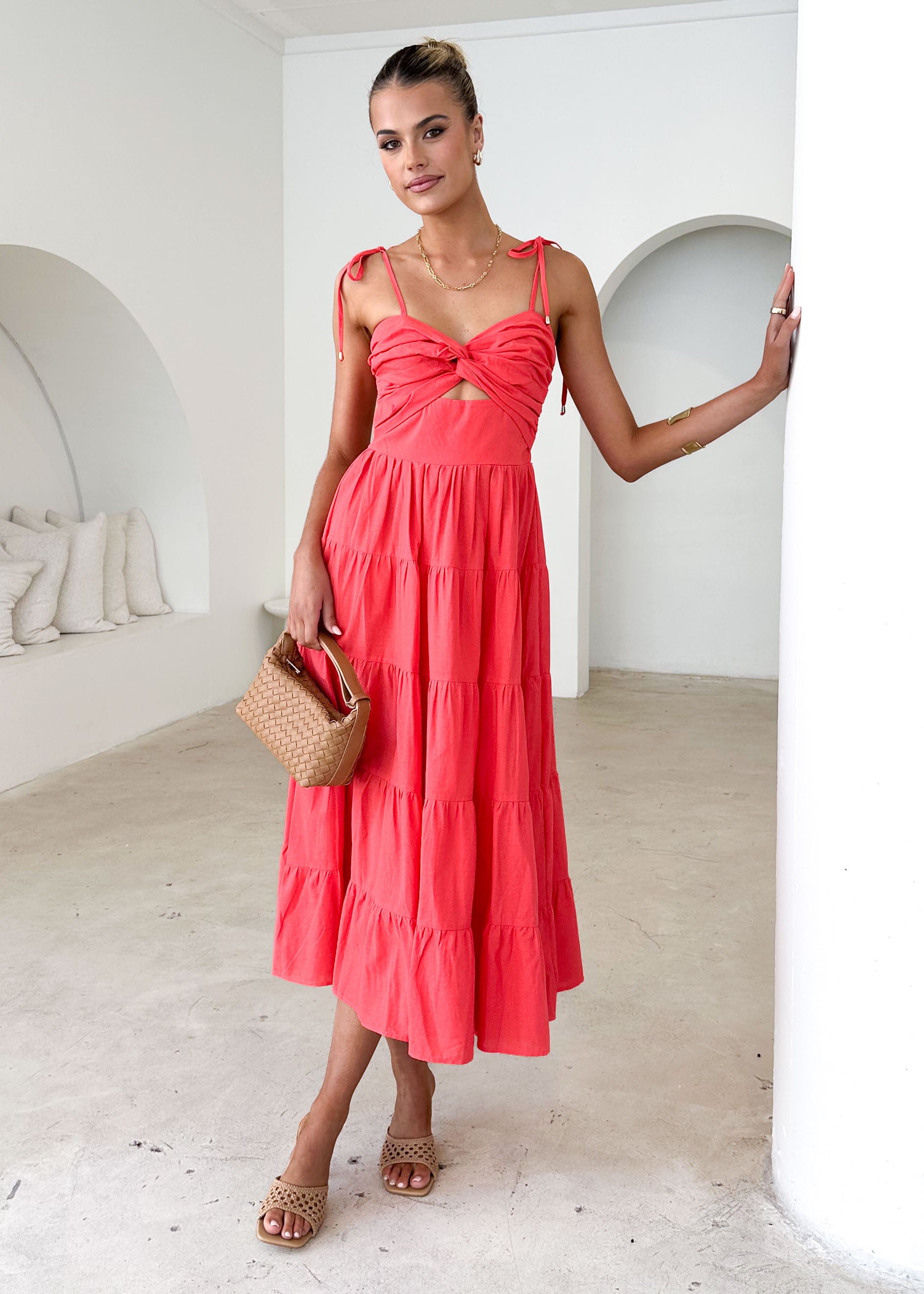 Tallia Midi Dress - Red