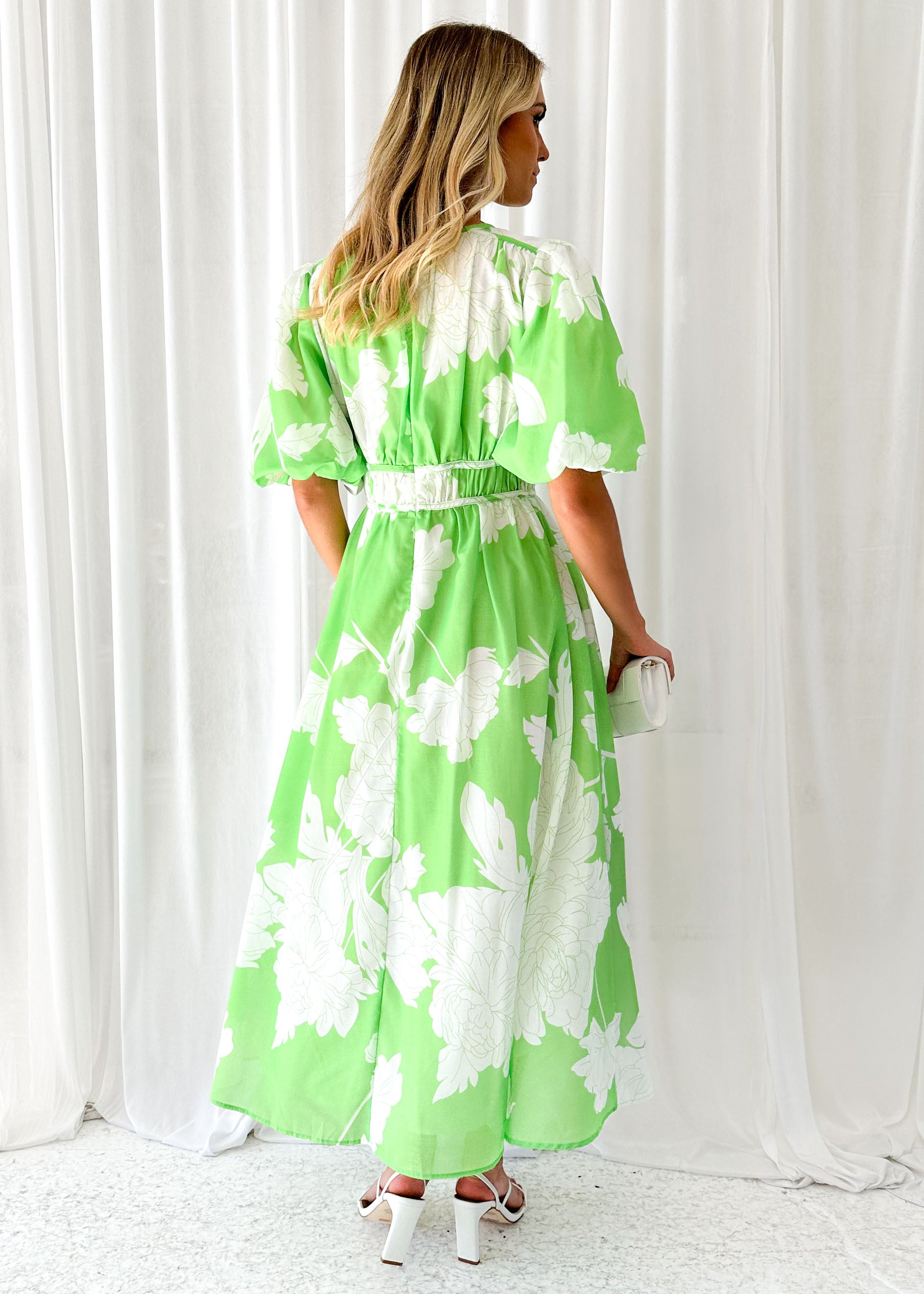Safrina Midi Dress - Lime Floral