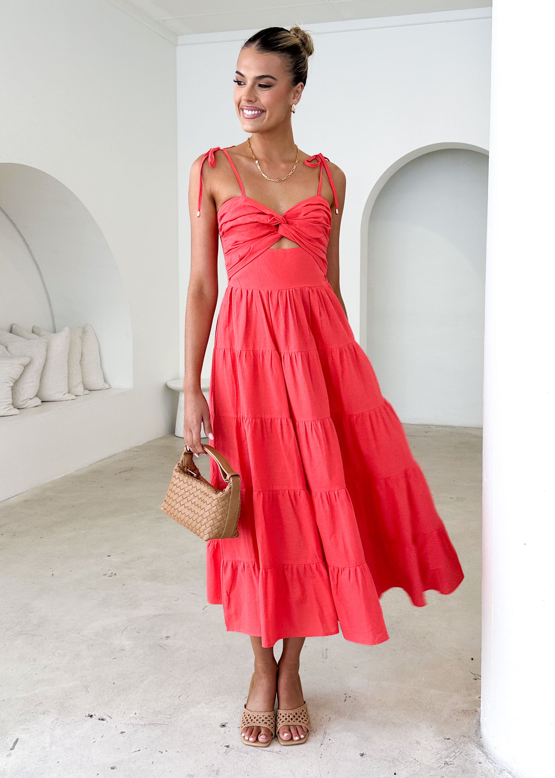 Tallia Midi Dress - Red