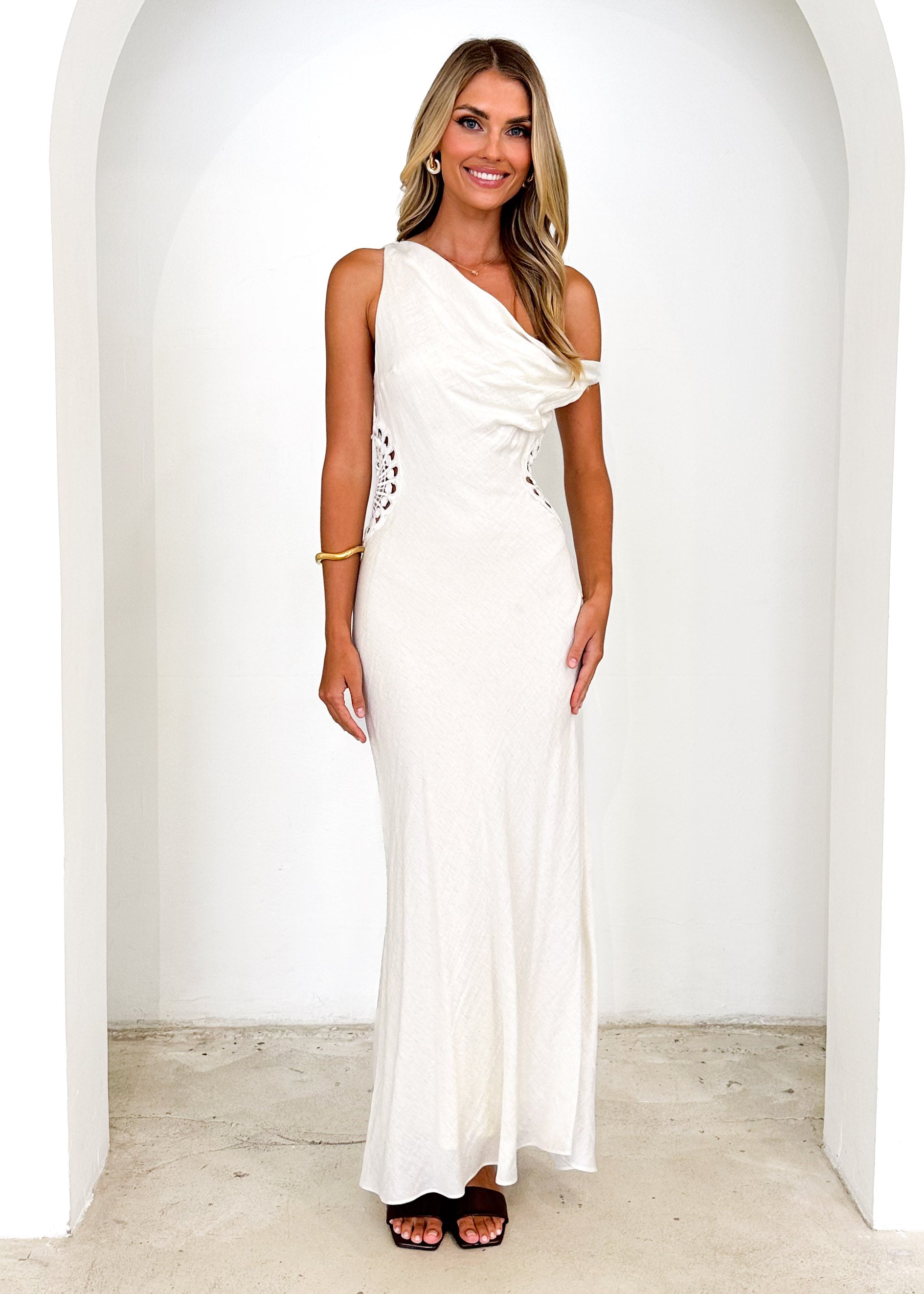 Sarai One Shoulder Maxi Dress - Cream