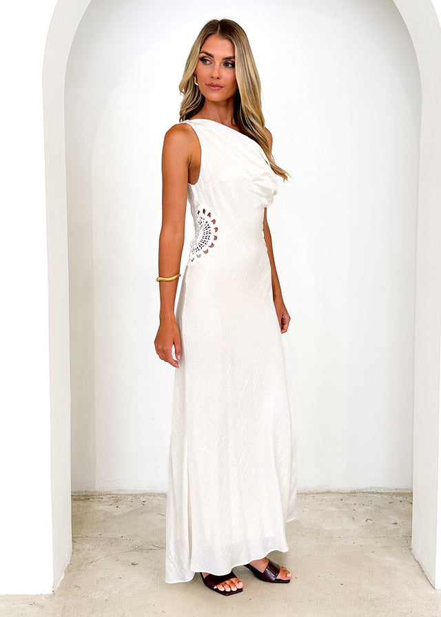 Sarai One Shoulder Maxi Dress - Cream Gingham & Heels Sarai One Shoulder Maxi Dress - Cream Gingham & Heels