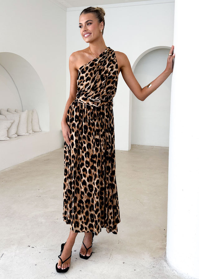 Leopard Print Zebra Print One Shoulder Dress Animal Print One