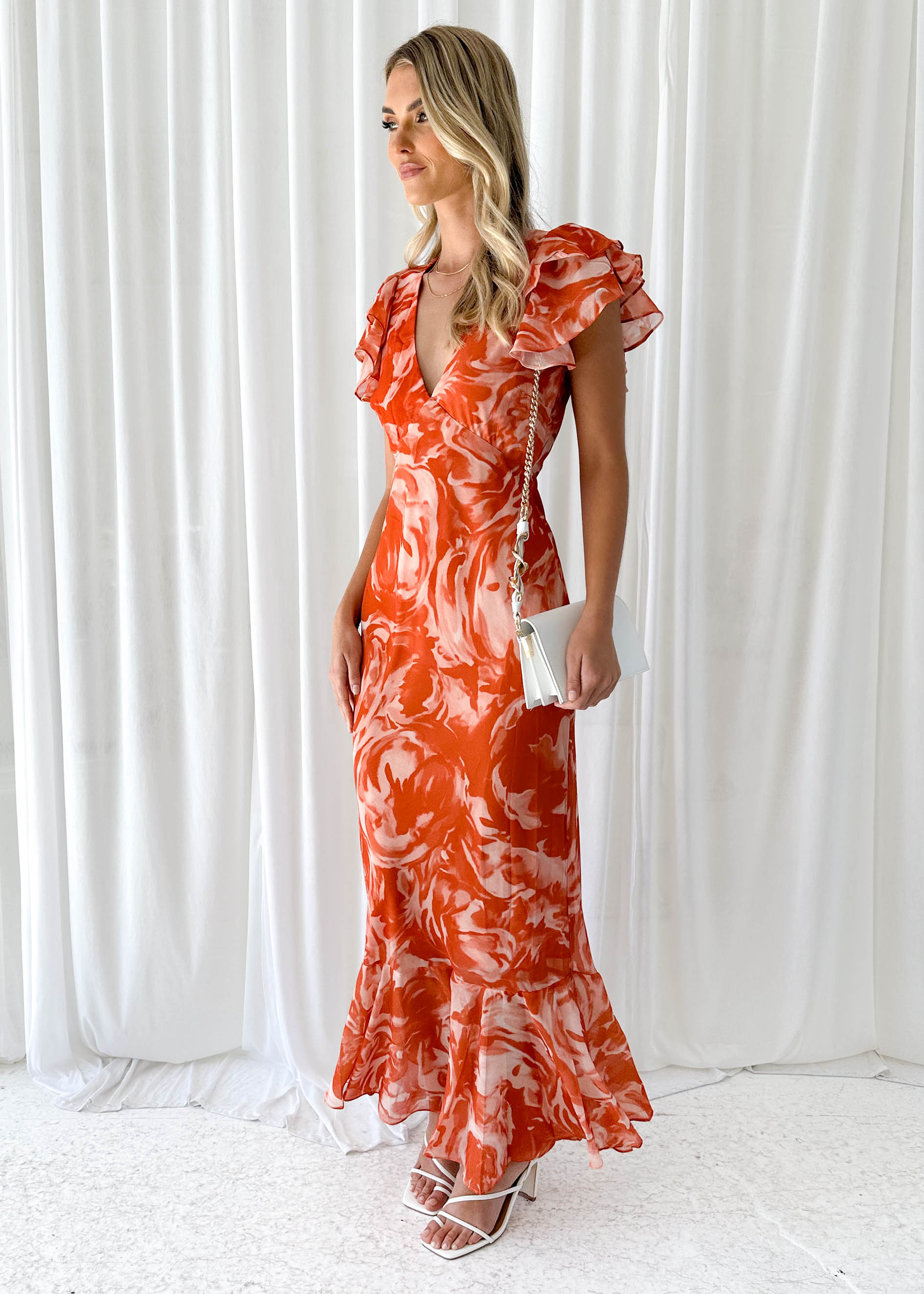 Sicilian Maxi Dress - Orange Swirl