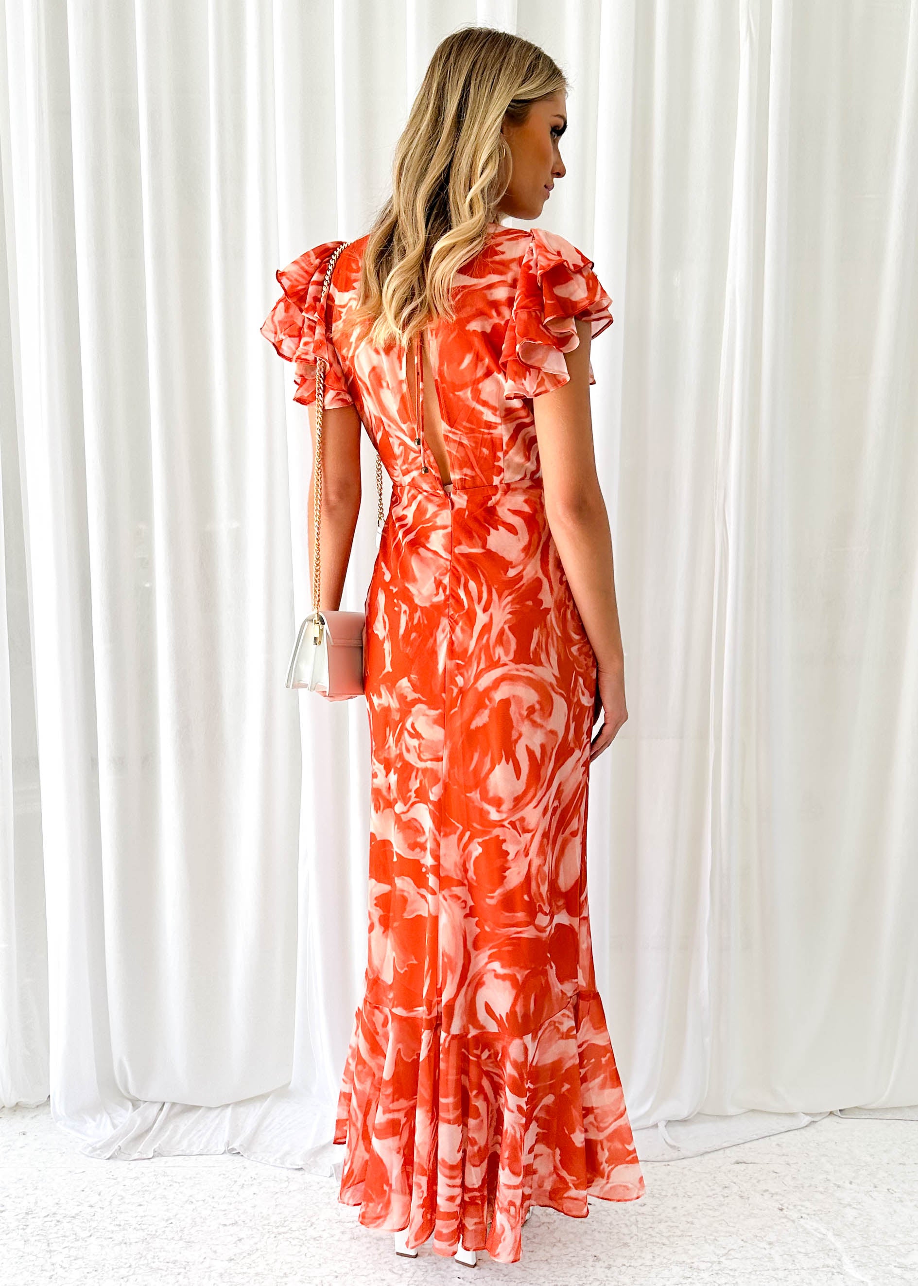 Sicilian Maxi Dress - Orange Swirl