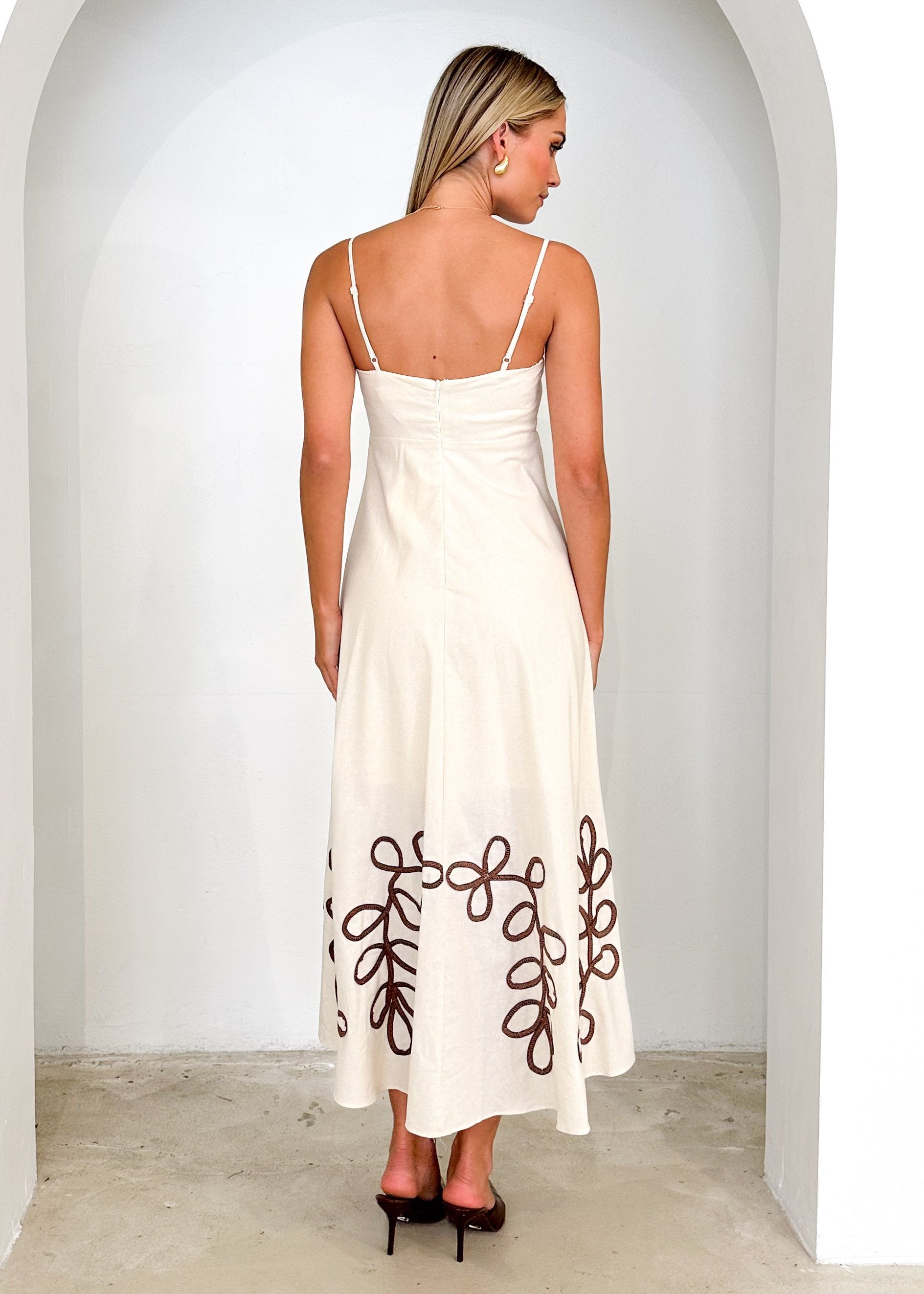 Lelsar Embroidered Maxi Dress - Cream