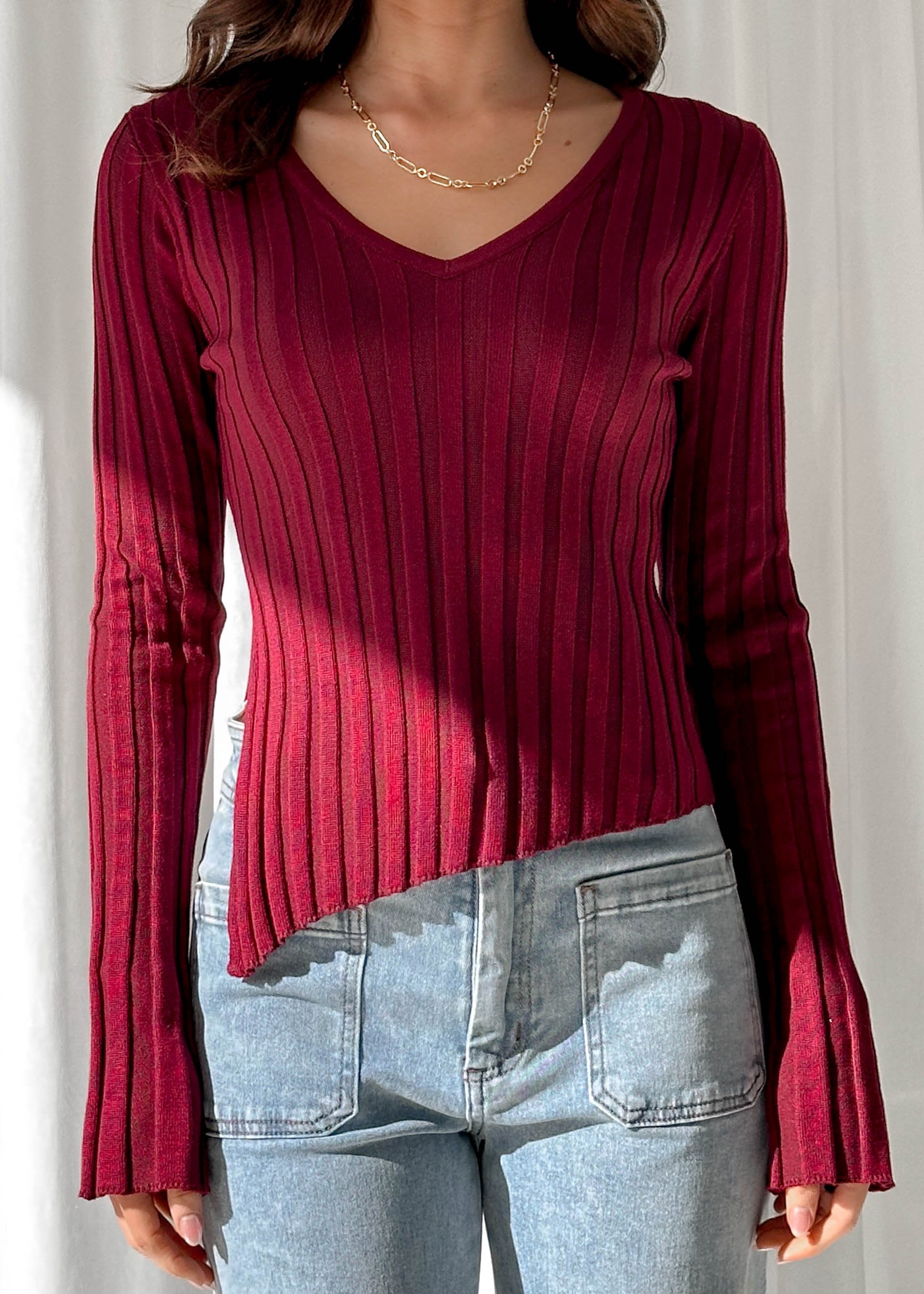 Exrao Knit Top - Berry