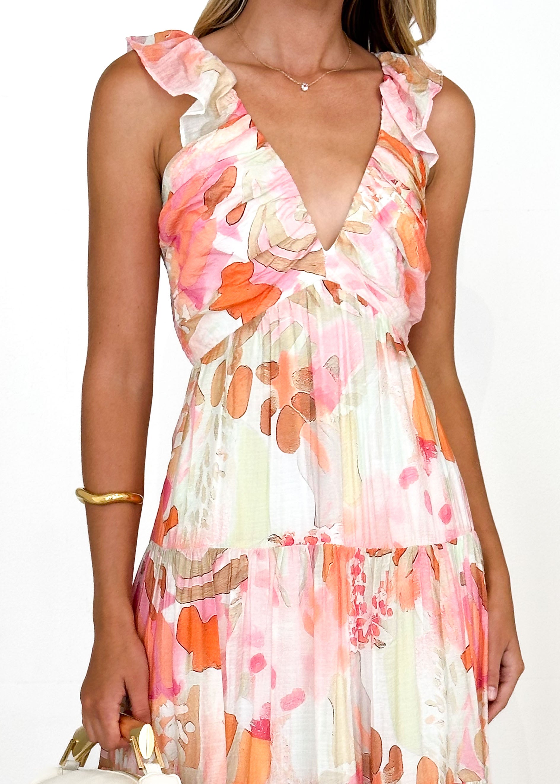 Nylah Maxi Dress - Peach Abstract