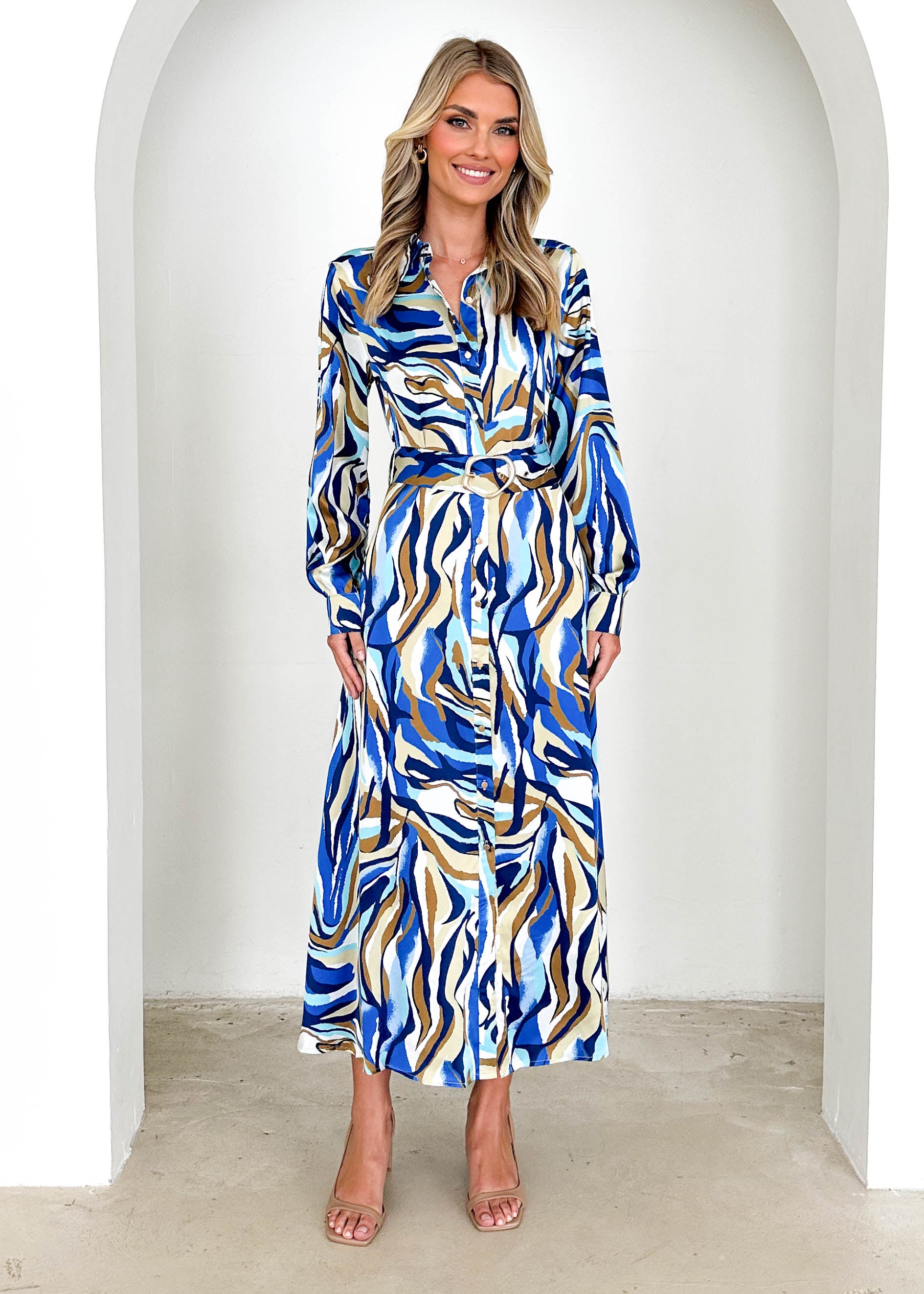 Maderra Midi Dress - Azure Safari