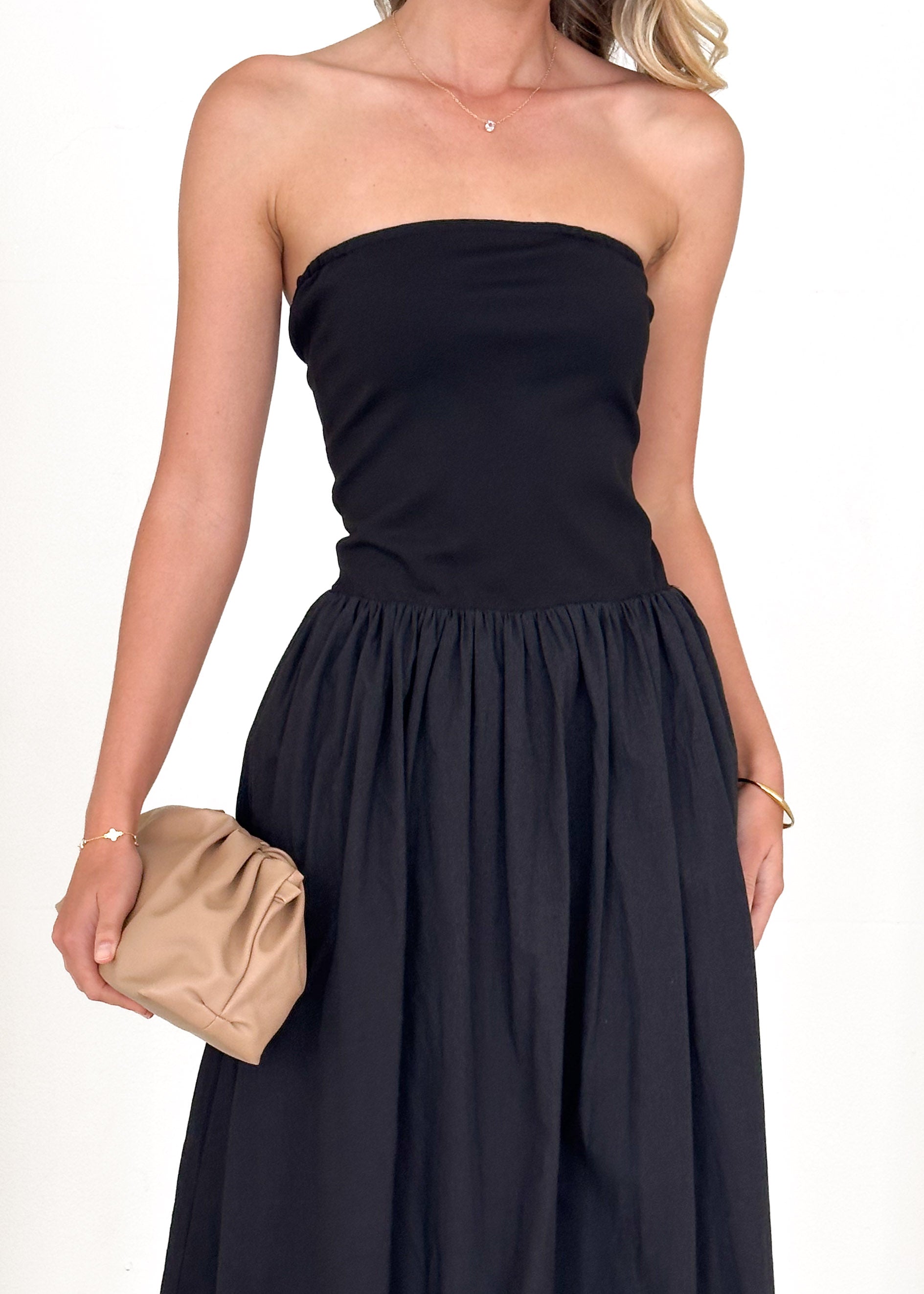 Kingston Strapless Midi Dress - Black