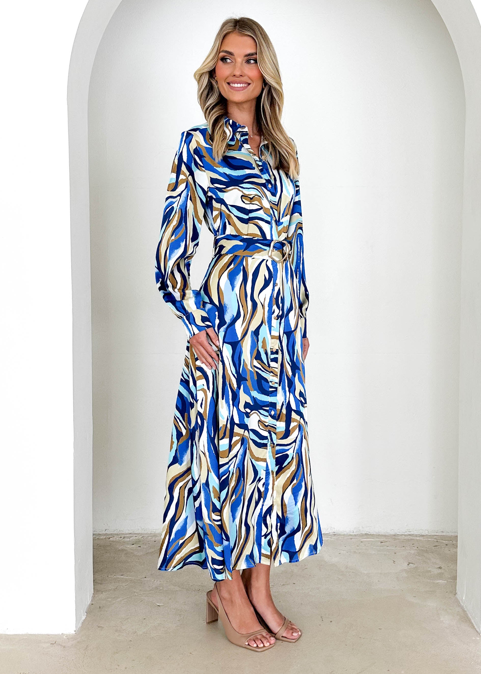 Maderra Midi Dress - Azure Safari