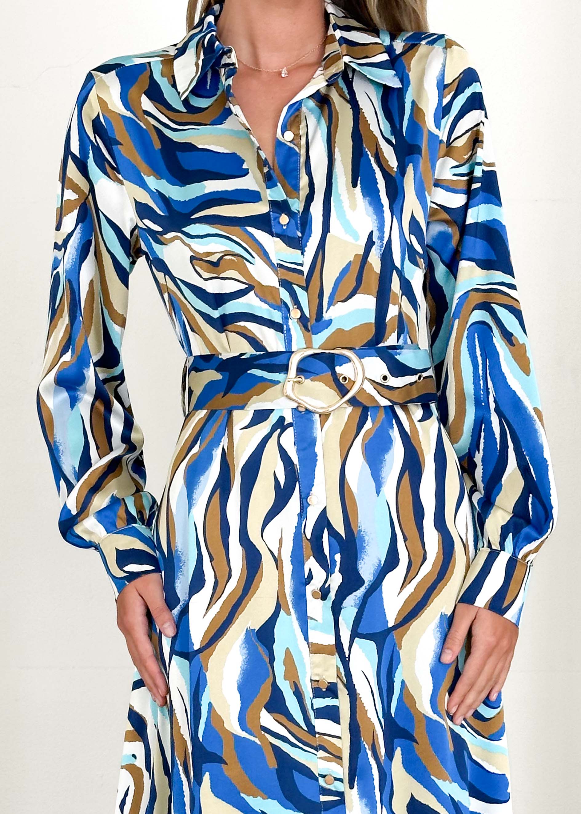 Maderra Midi Dress - Azure Safari