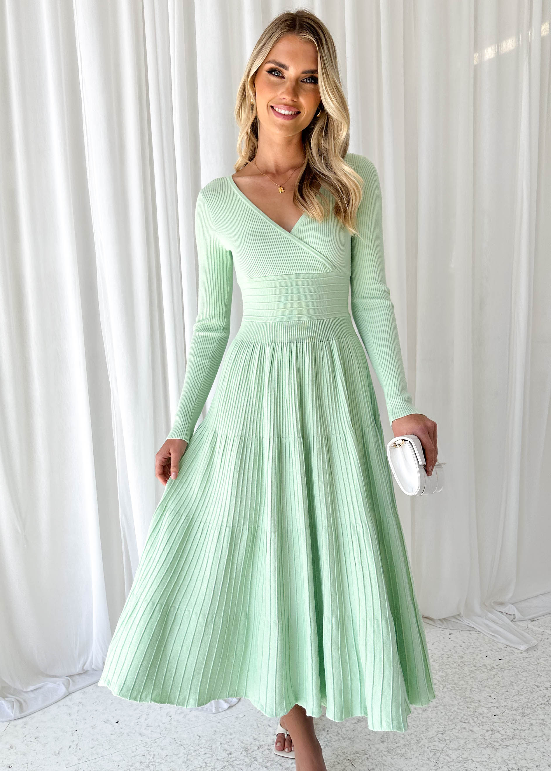 Alise Knit Midi Dress - Mint