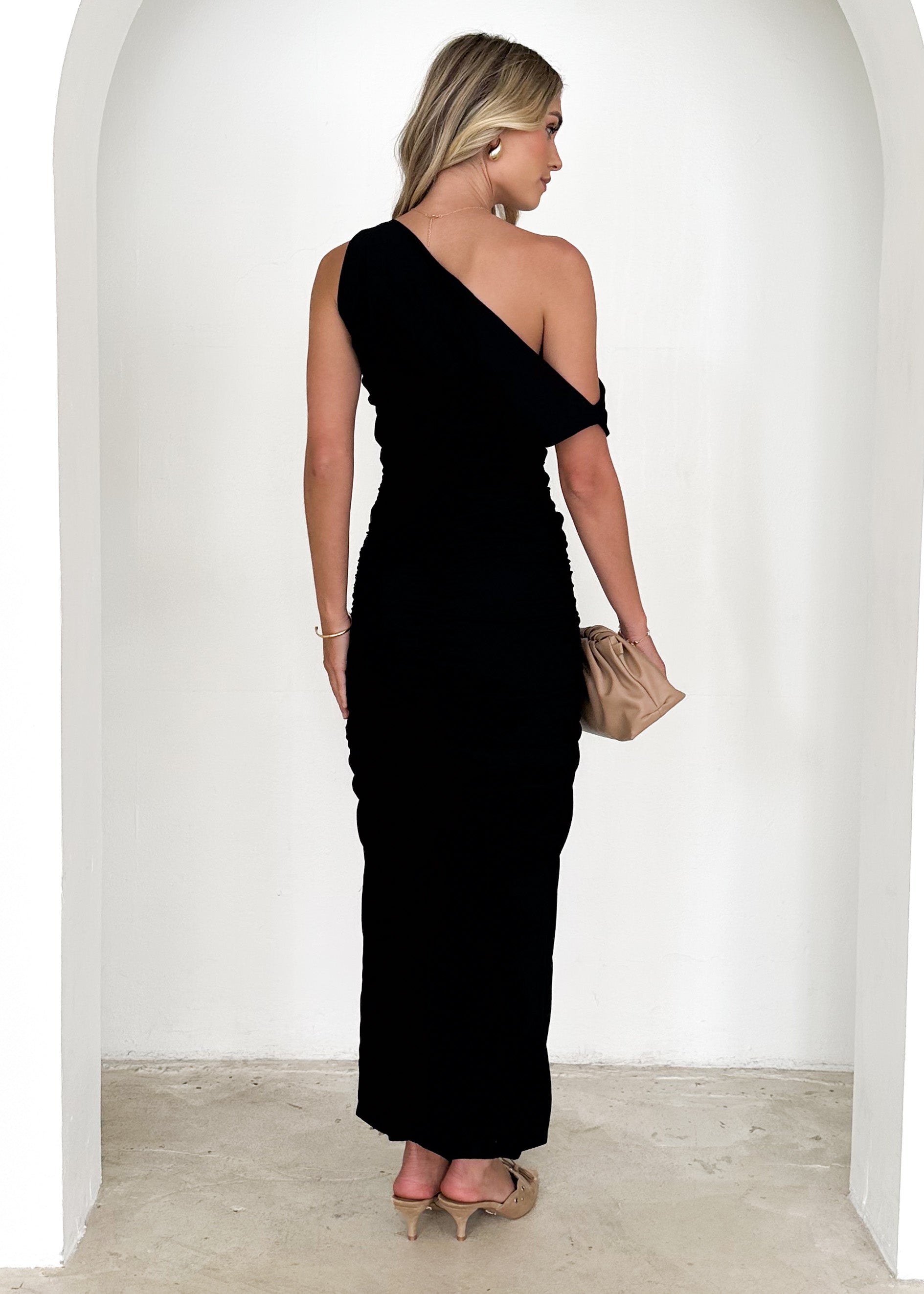 Carine One Shoulder Maxi Dress - Black