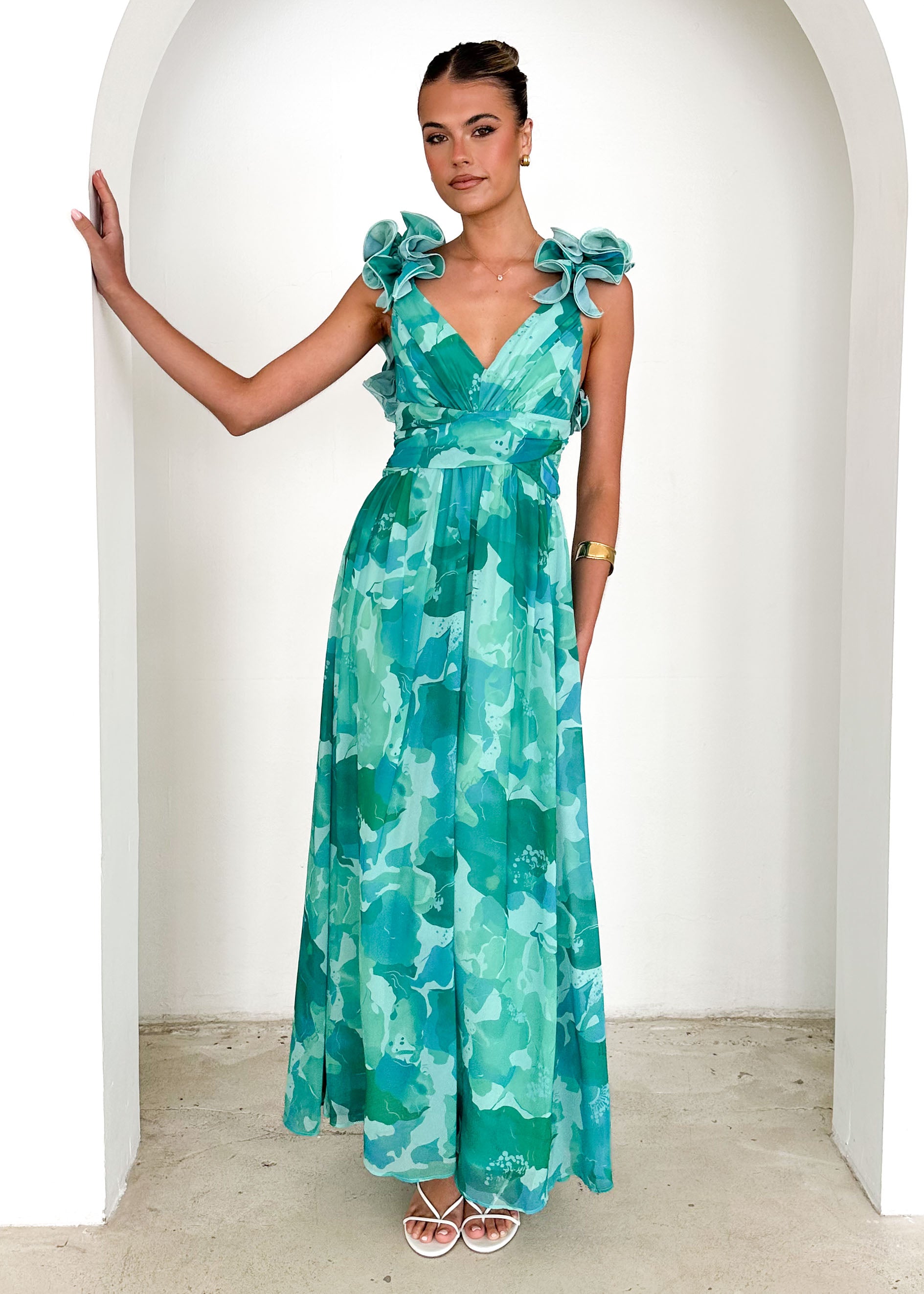 Odessa Maxi Dress - Green Rush