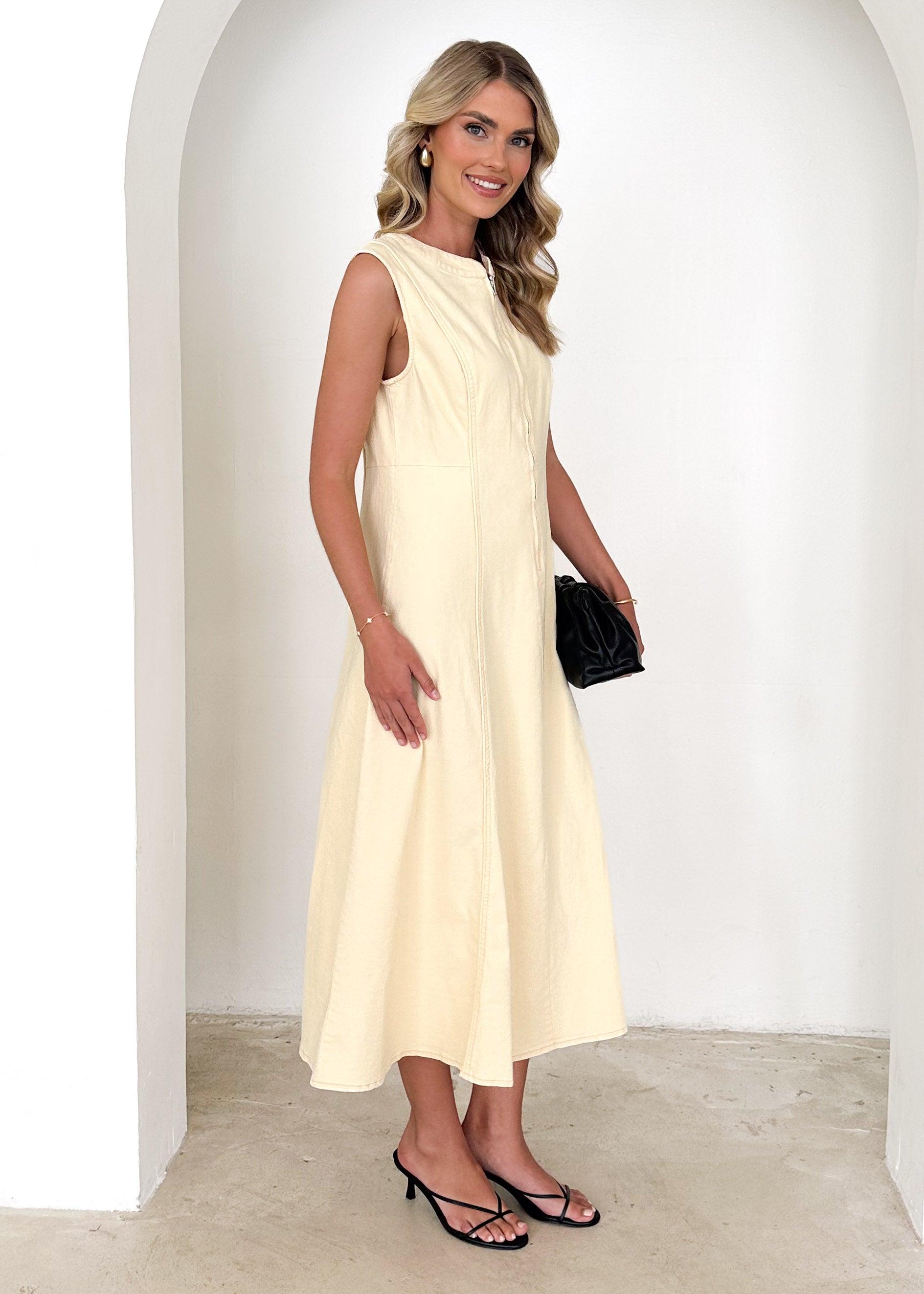 Cameo Midi Dress - Lemon