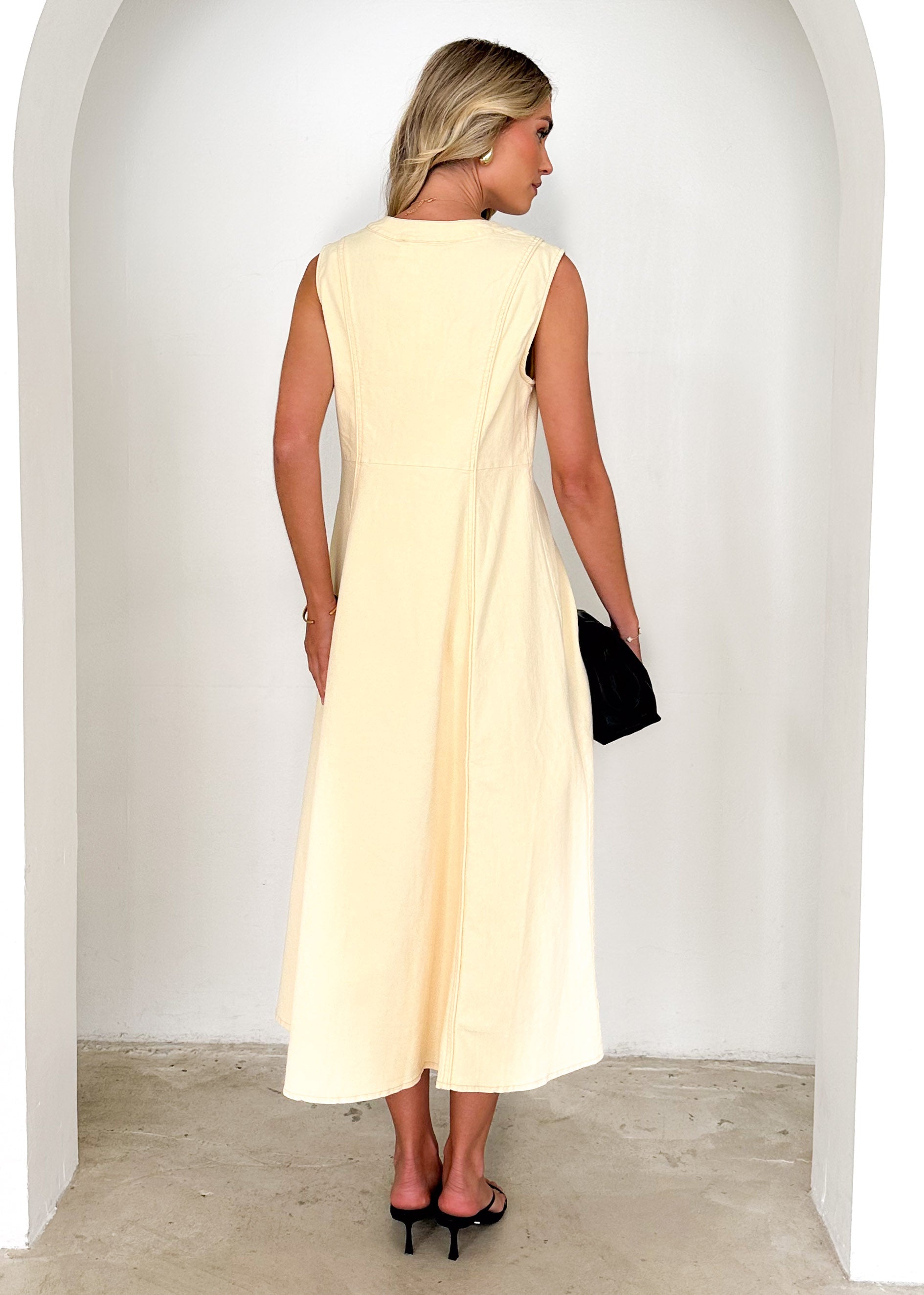 Cameo Midi Dress - Lemon