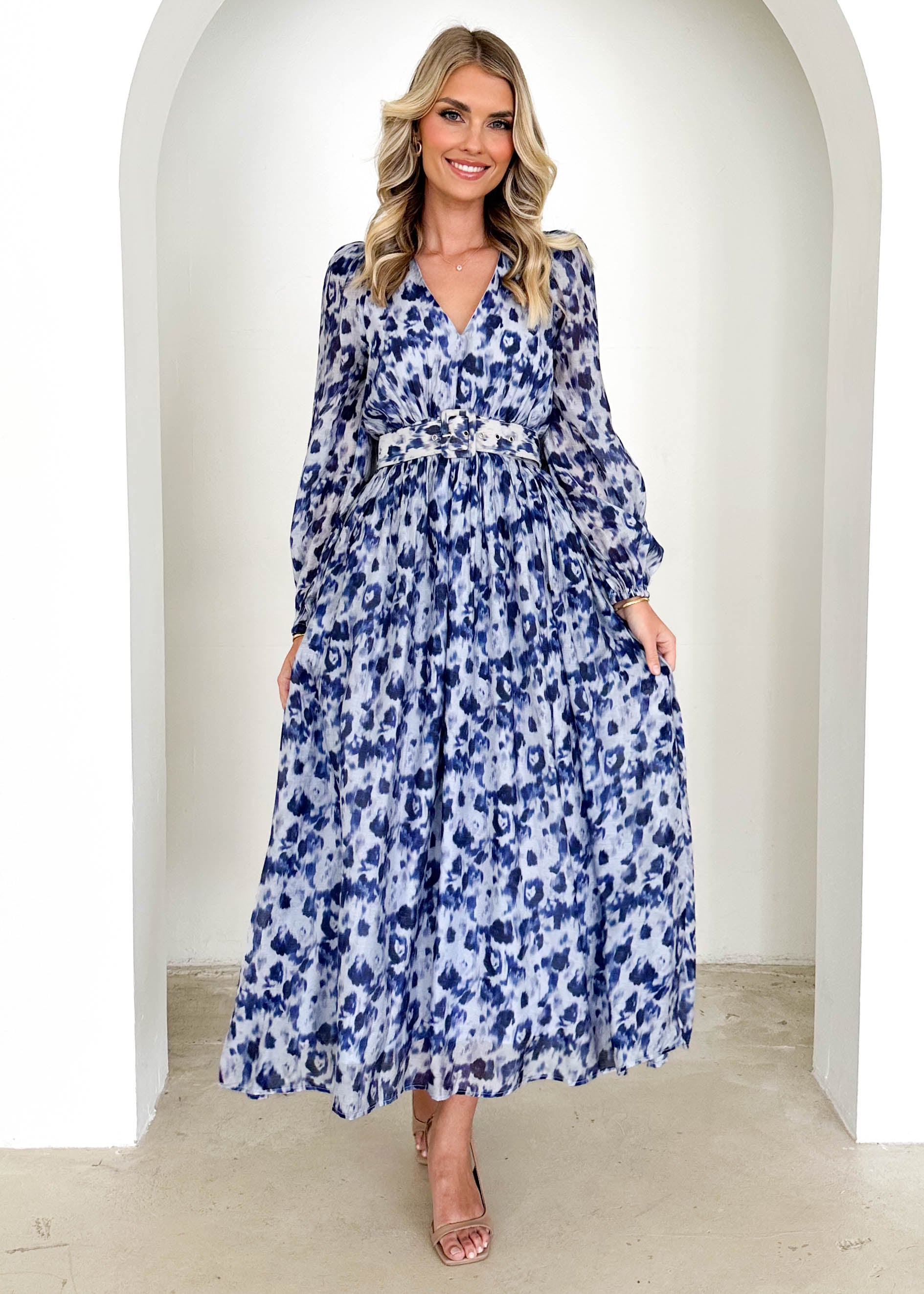 Cleopatra Maxi Dress - Blue Abstract