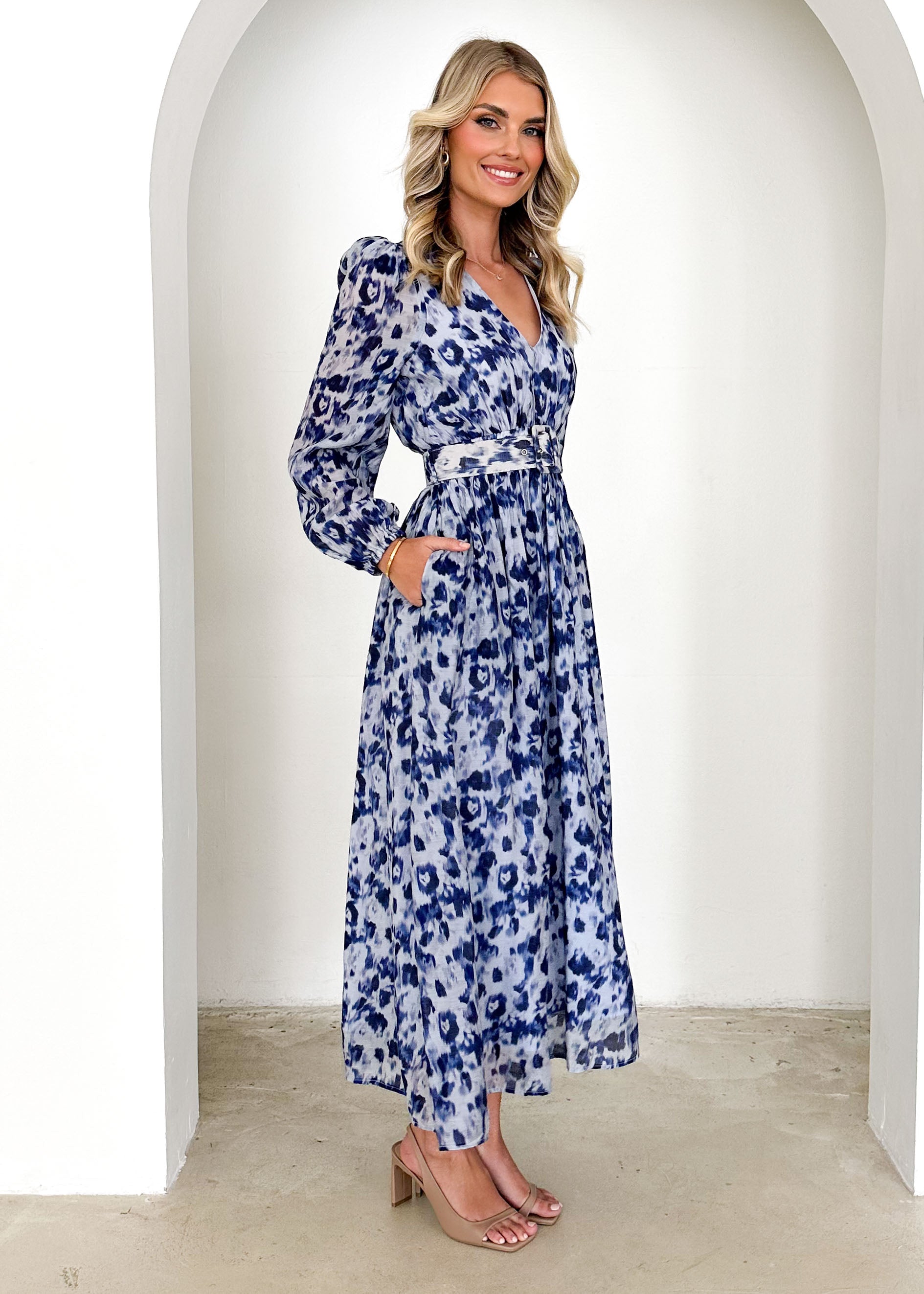 Cleopatra Maxi Dress - Blue Abstract