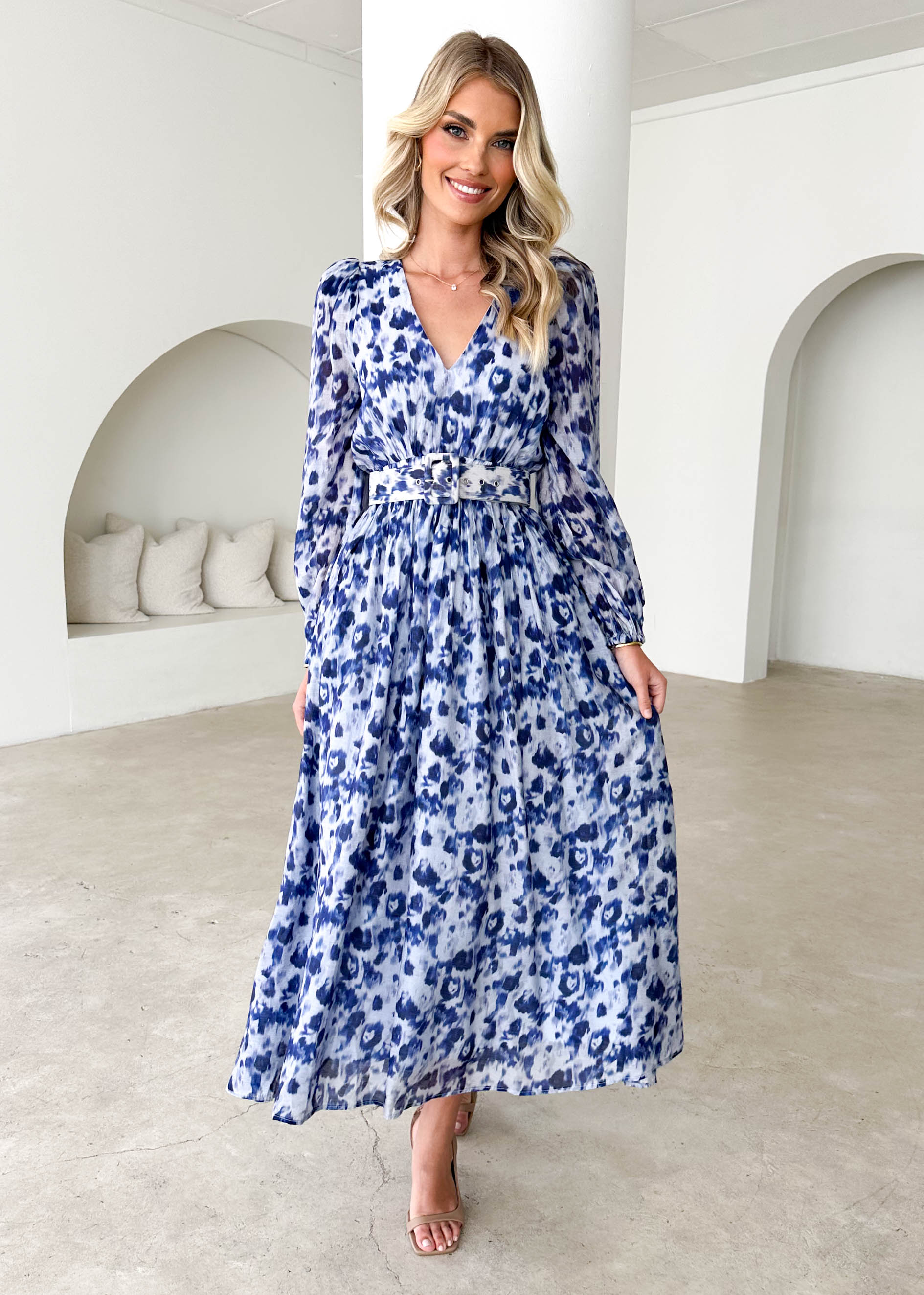 Cleopatra Maxi Dress - Blue Abstract