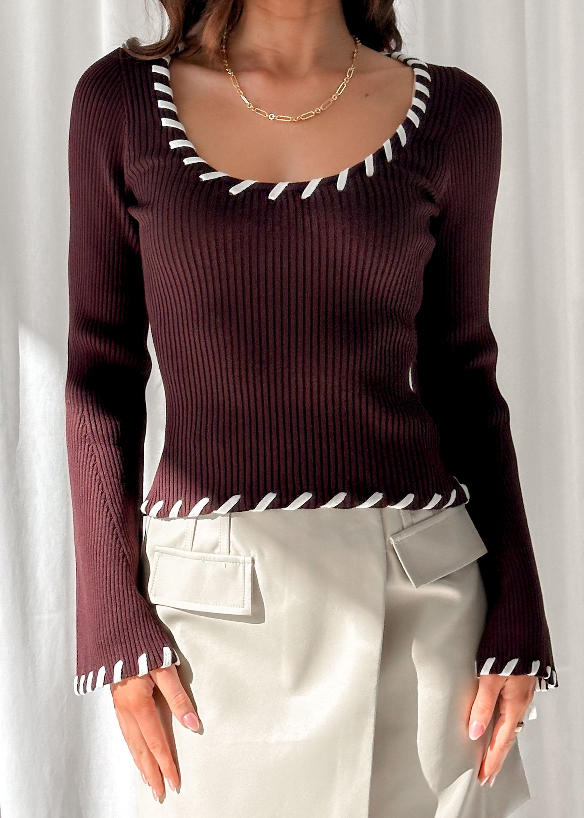 Leon Knit Top - Chocolate