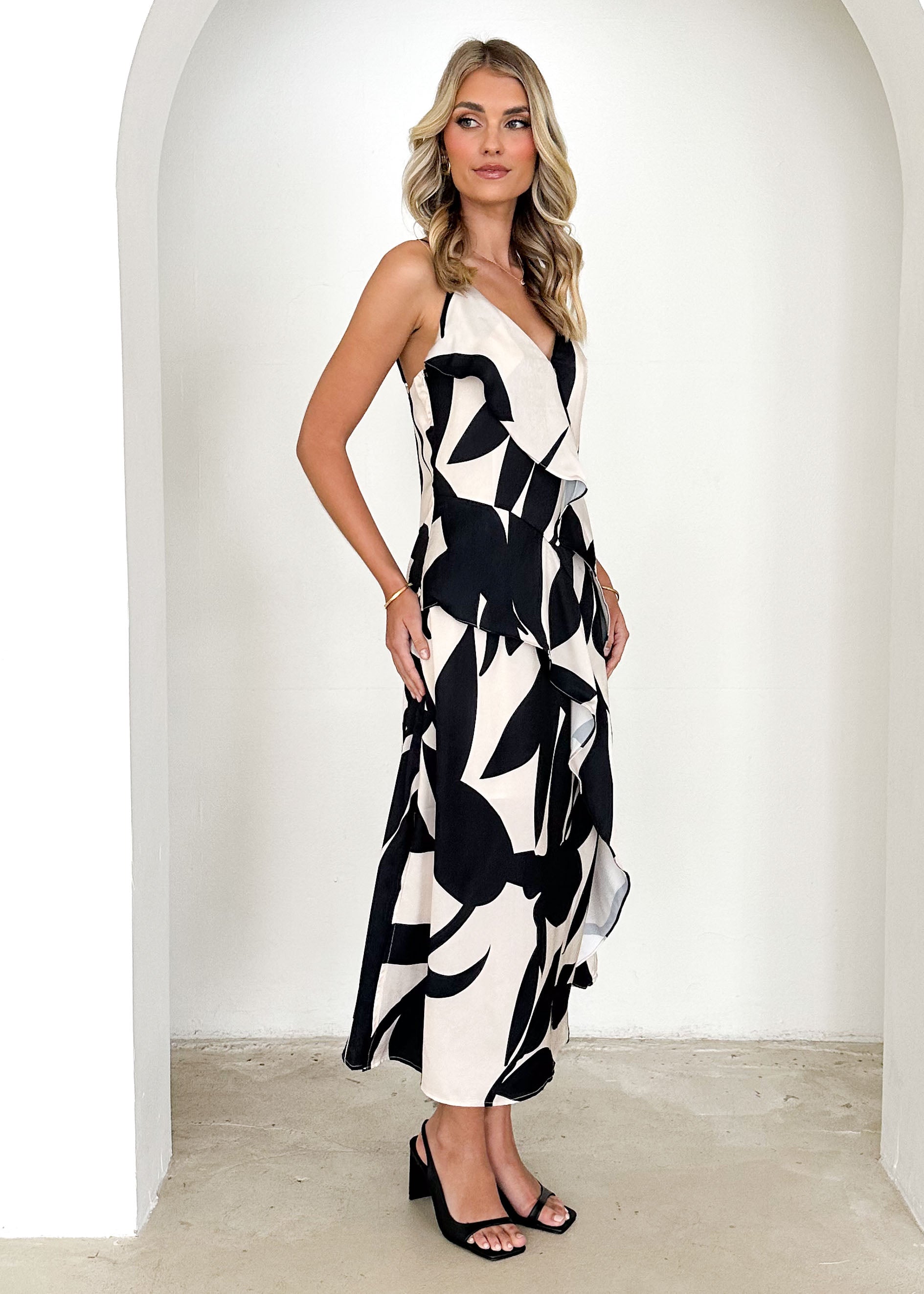 Melek Midi Dress - Champagne Leaf