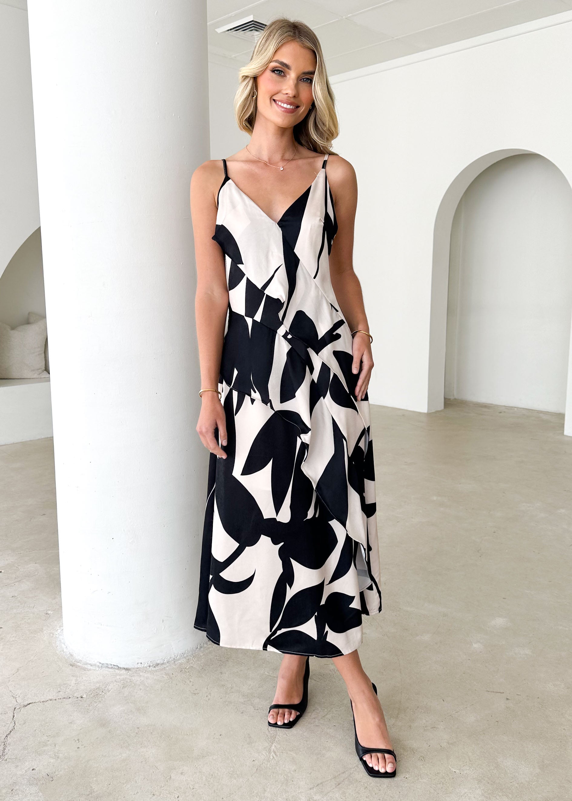 Melek Midi Dress - Champagne Leaf