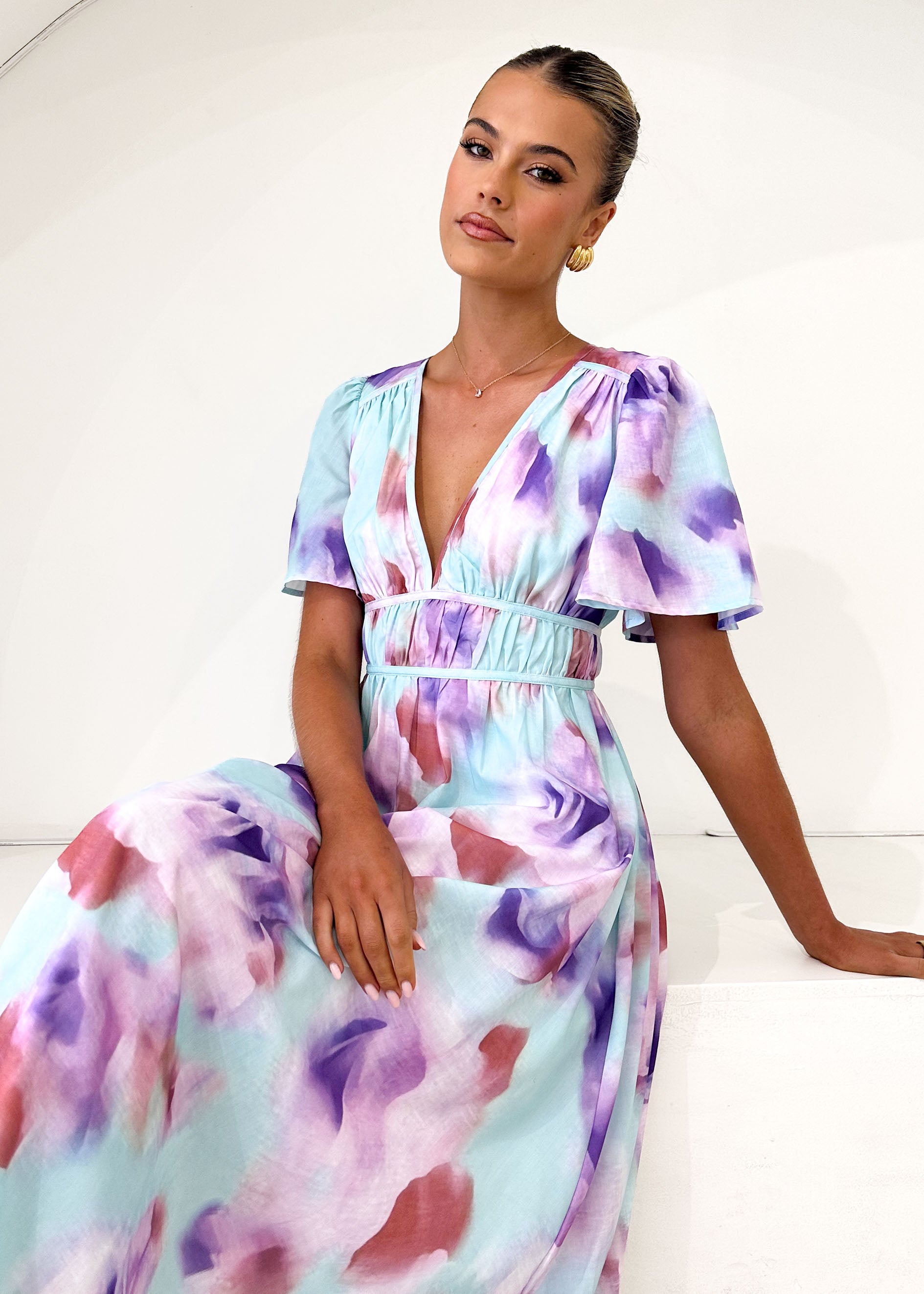 Yuliana Midi Dress - Lilac Floral