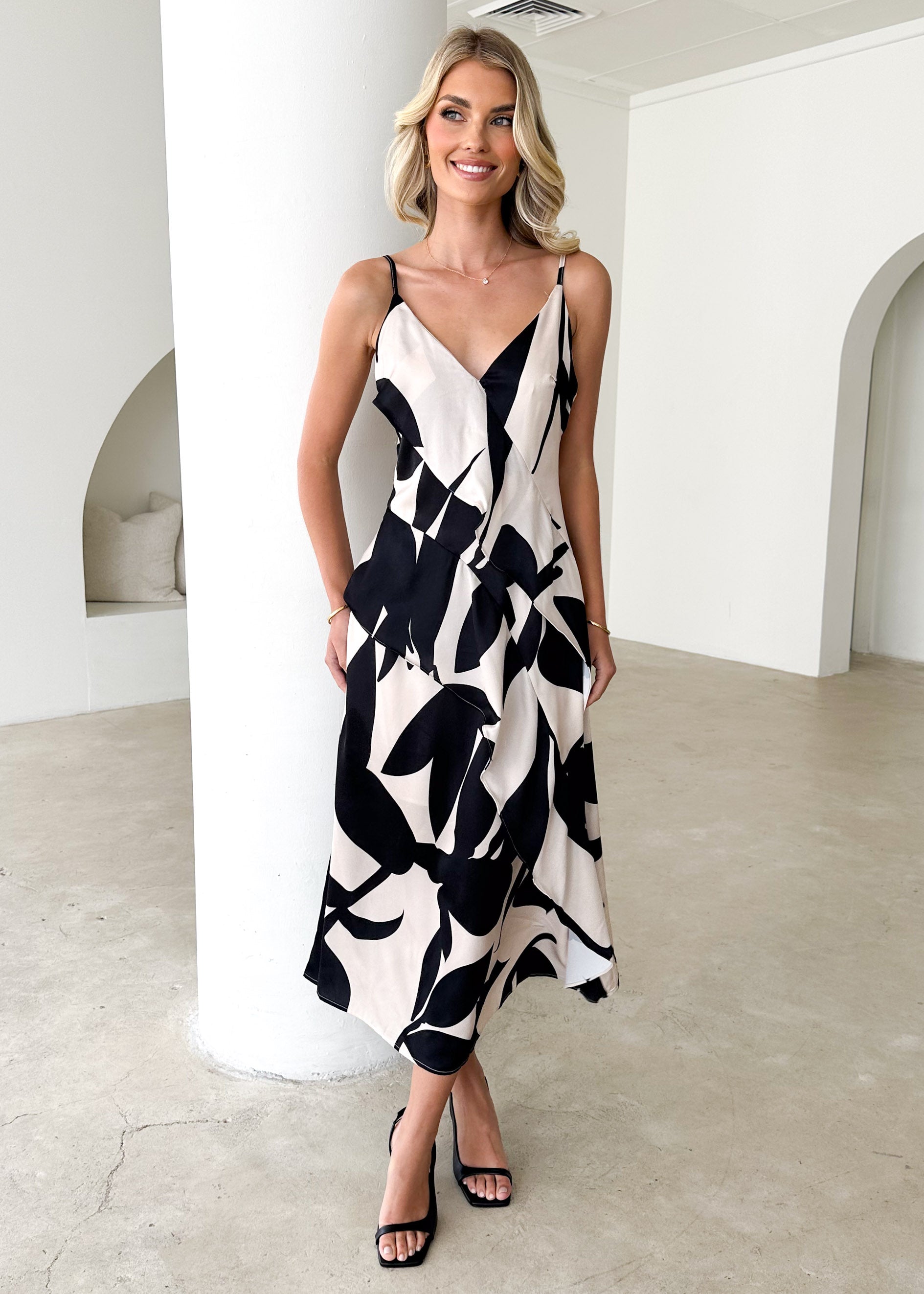 Melek Midi Dress - Champagne Leaf